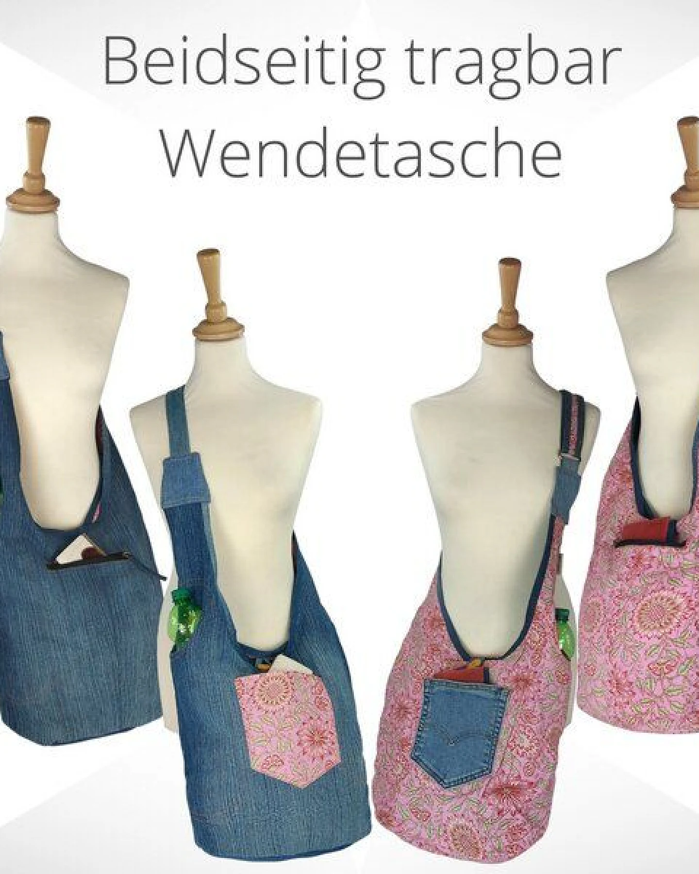 Sunsa Wende Hobo Tasche. Cotton/Jeans Umhängetasche große Schultertasche praktisch Crossbody Bag – Ansicht 4