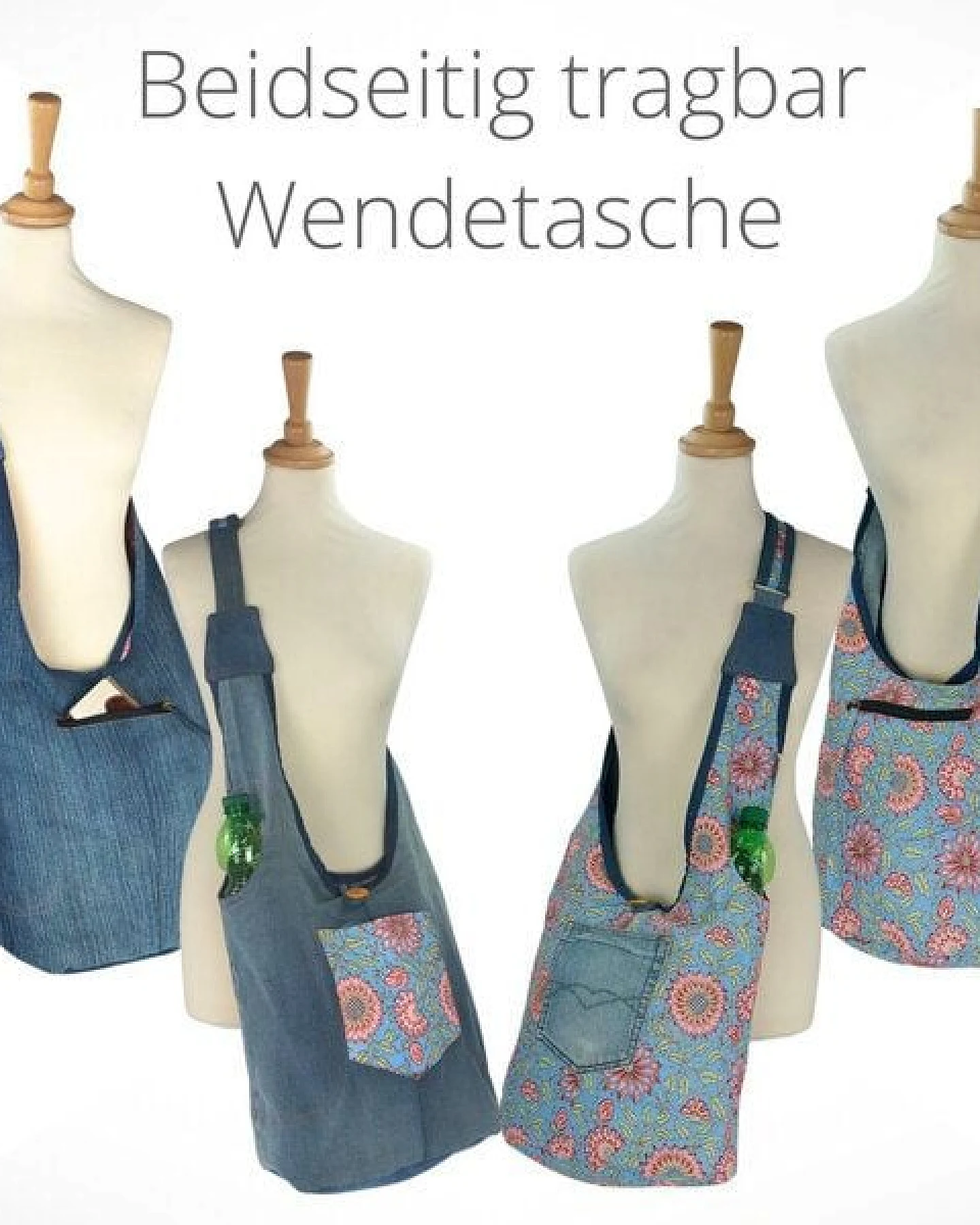 Sunsa Wende Hobo Tasche. Cotton/Jeans Umhängetasche große Schultertasche praktisch Crossbody Bag – Ansicht 4