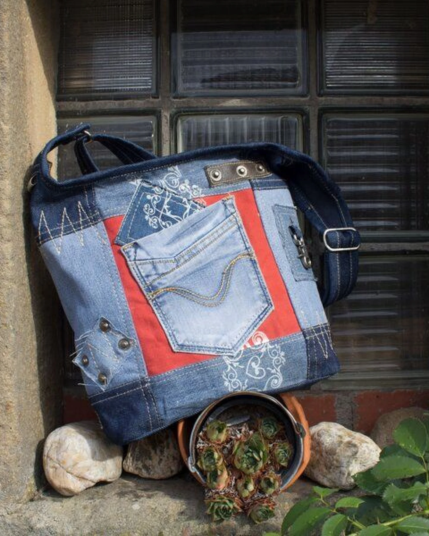 Sunsa Damen Hobo Tasche Jeans Umhängetasche Nachhaltiger Damentasche – Ansicht 2