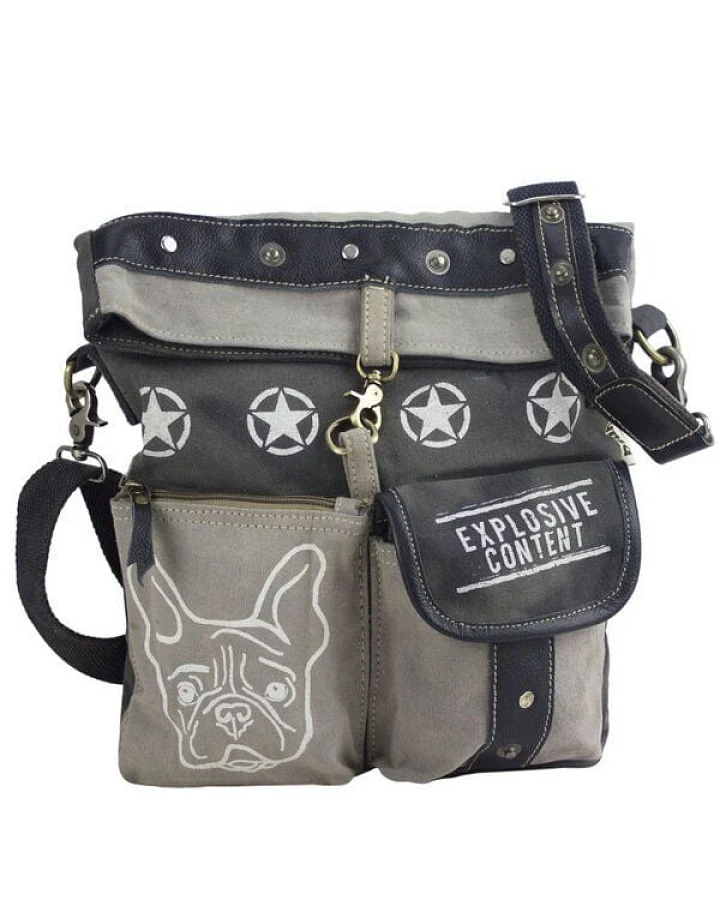 Sunsa Umhängetasche Canvas Tasche graue Schultertasche große Damentasche