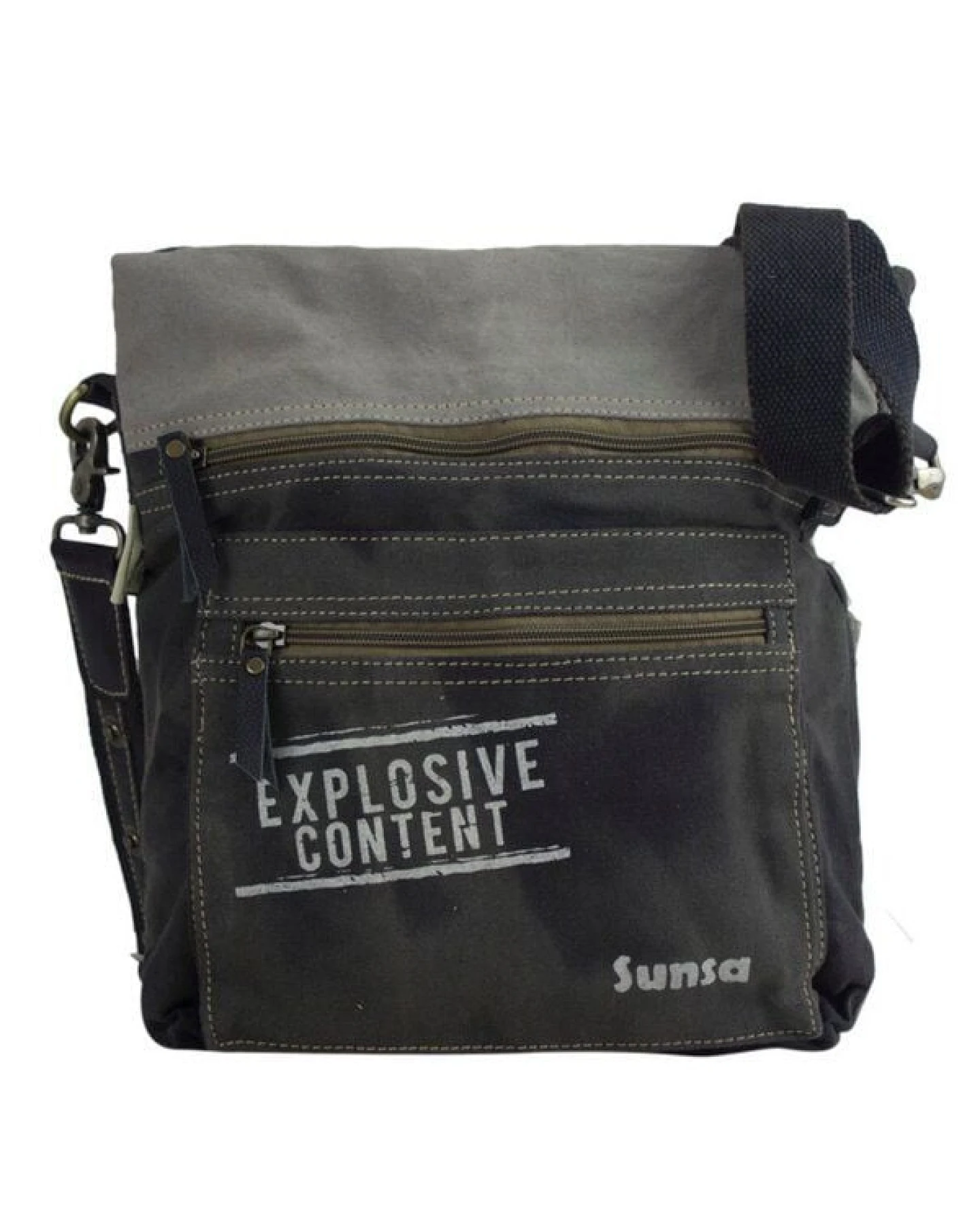 Sunsa Umhängetasche Canvas Tasche graue Schultertasche große Damentasche – Ansicht 3