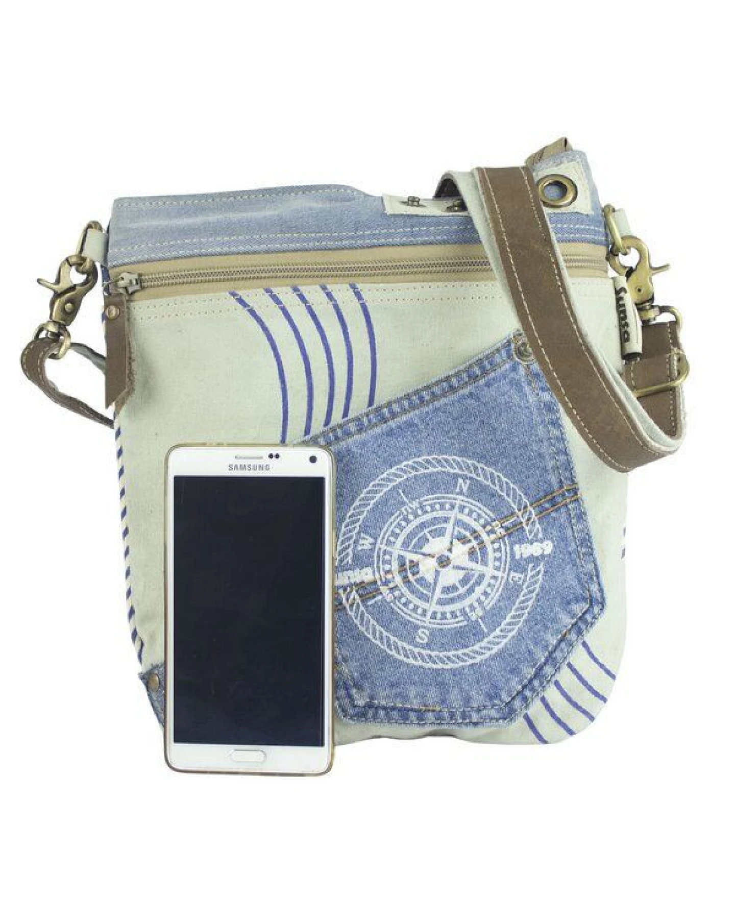 Sunsa Maritim Tasche Nachhaltig Jeans Umhängetasche – Ansicht 3