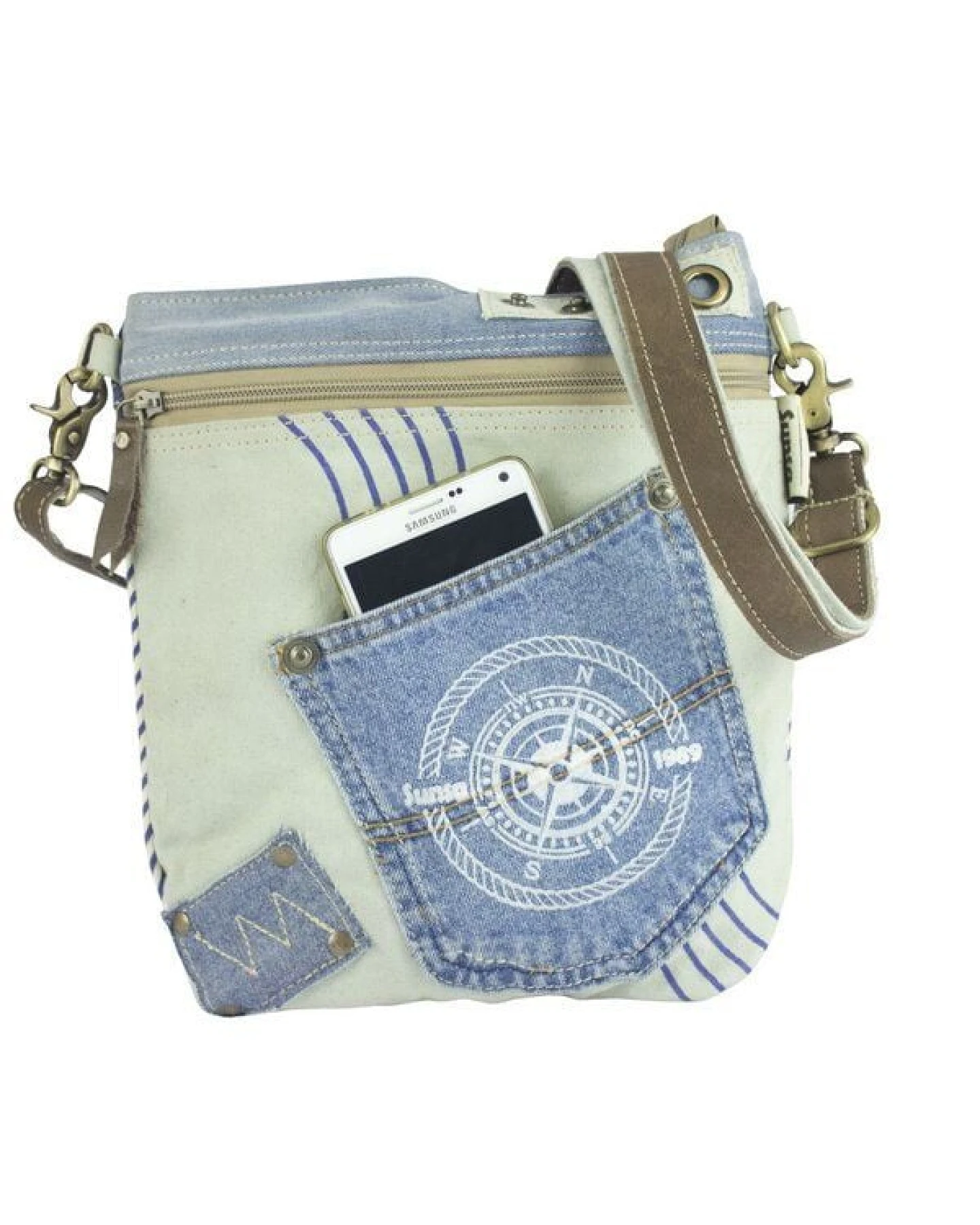 Sunsa Maritim Tasche Nachhaltig Jeans Umhängetasche – Ansicht 4