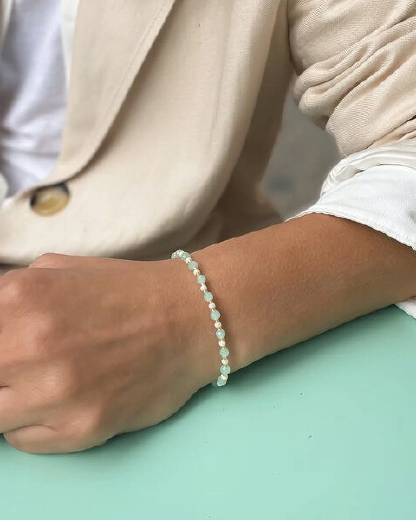 juni Perlenarmband "Lemonade" mint grün – Ansicht 2