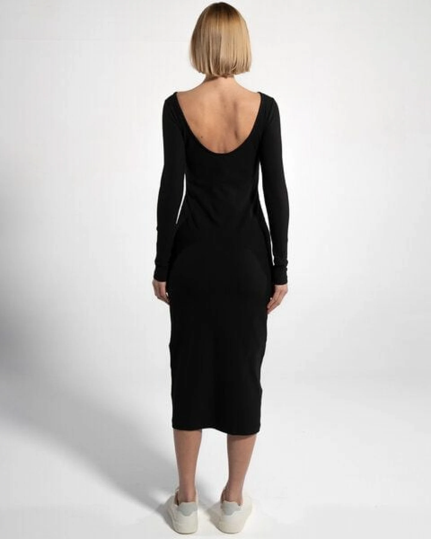GORG Geripptes Damen-Langarmkleid aus Bio-Baumwolle & TENCEL Modal – Ansicht 3