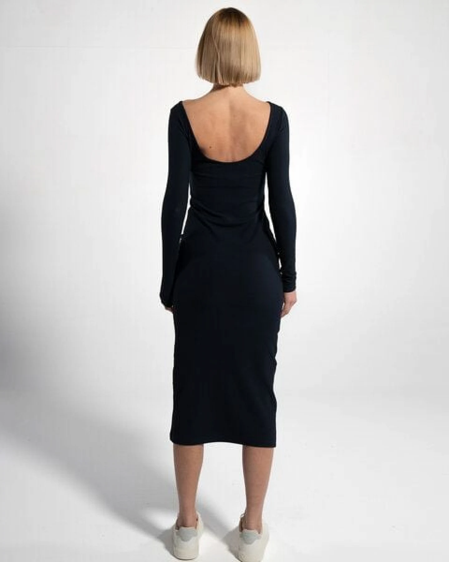 GORG Geripptes Damen-Langarmkleid aus Bio-Baumwolle & TENCEL Modal – Ansicht 3