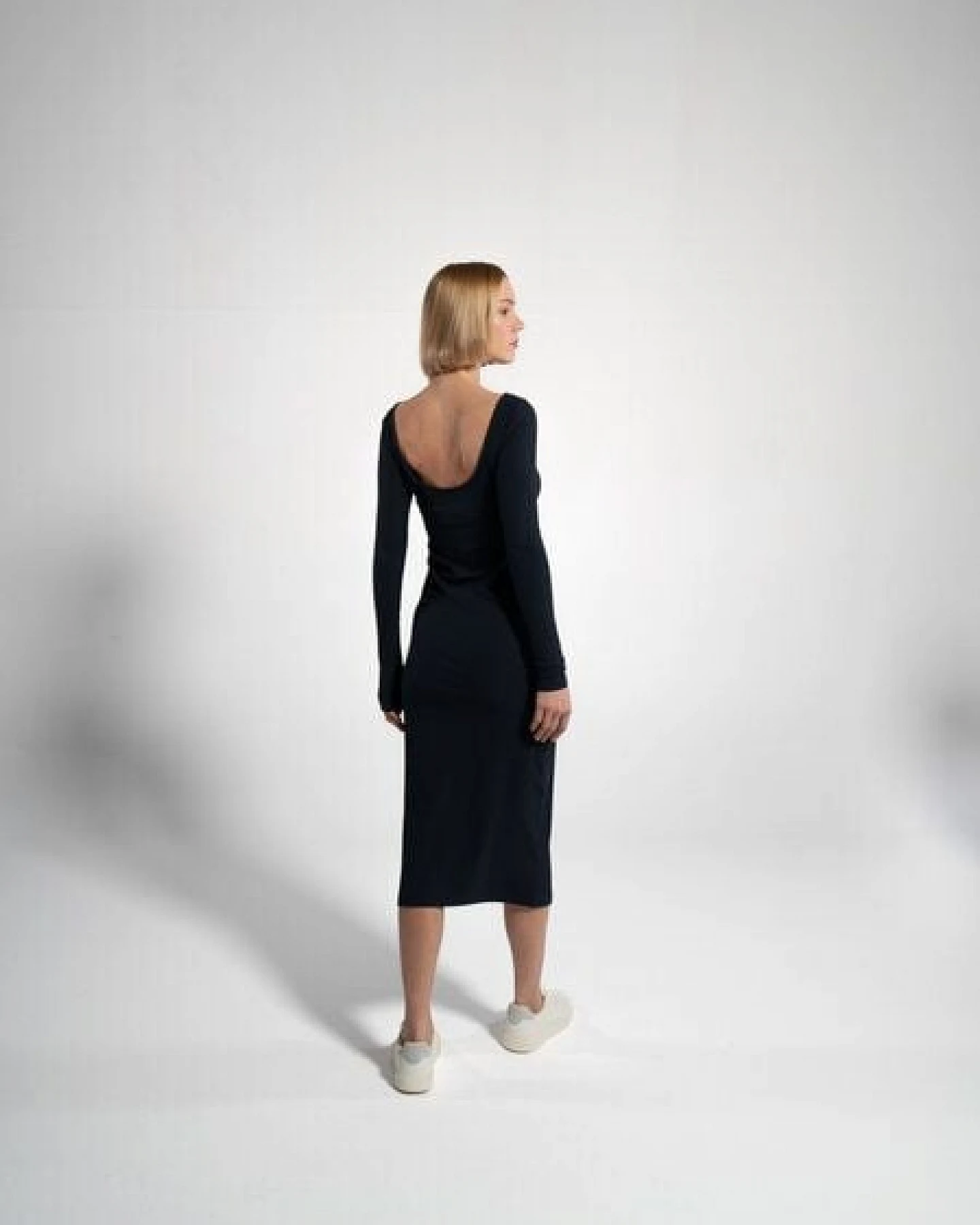 GORG Geripptes Damen-Langarmkleid aus Bio-Baumwolle & TENCEL Modal – Ansicht 4