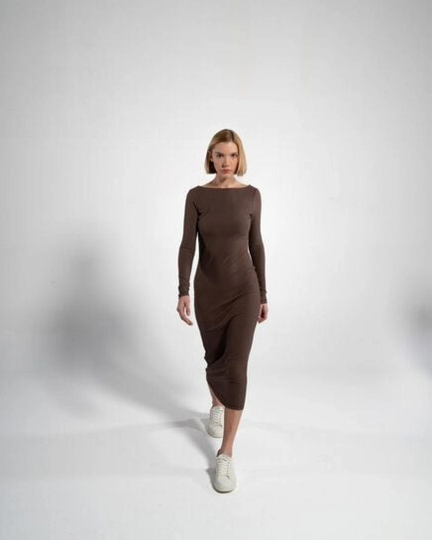 GORG Geripptes Damen-Langarmkleid aus Bio-Baumwolle & TENCEL Modal – Ansicht 4