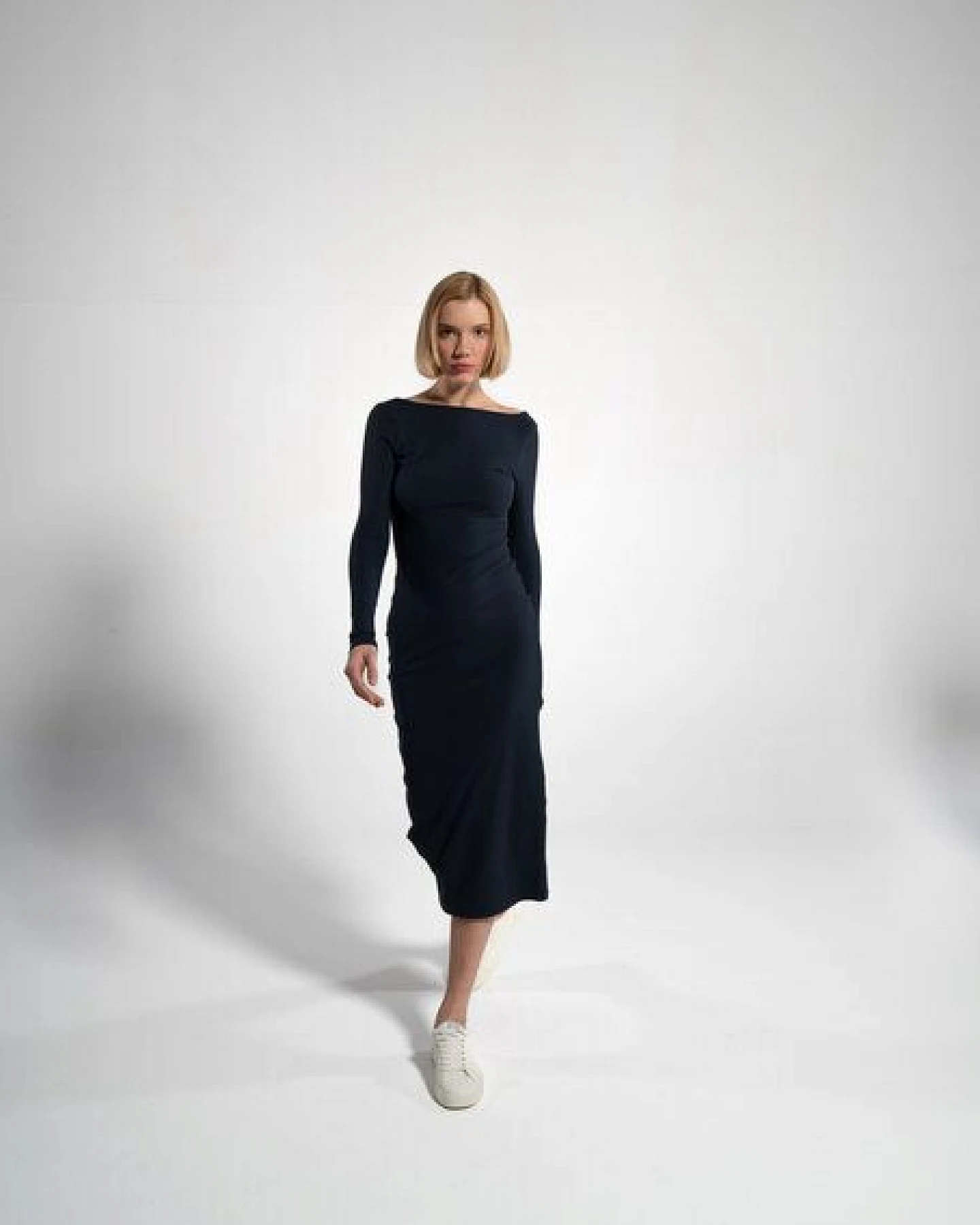 GORG Geripptes Damen-Langarmkleid aus Bio-Baumwolle & TENCEL Modal – Ansicht 4