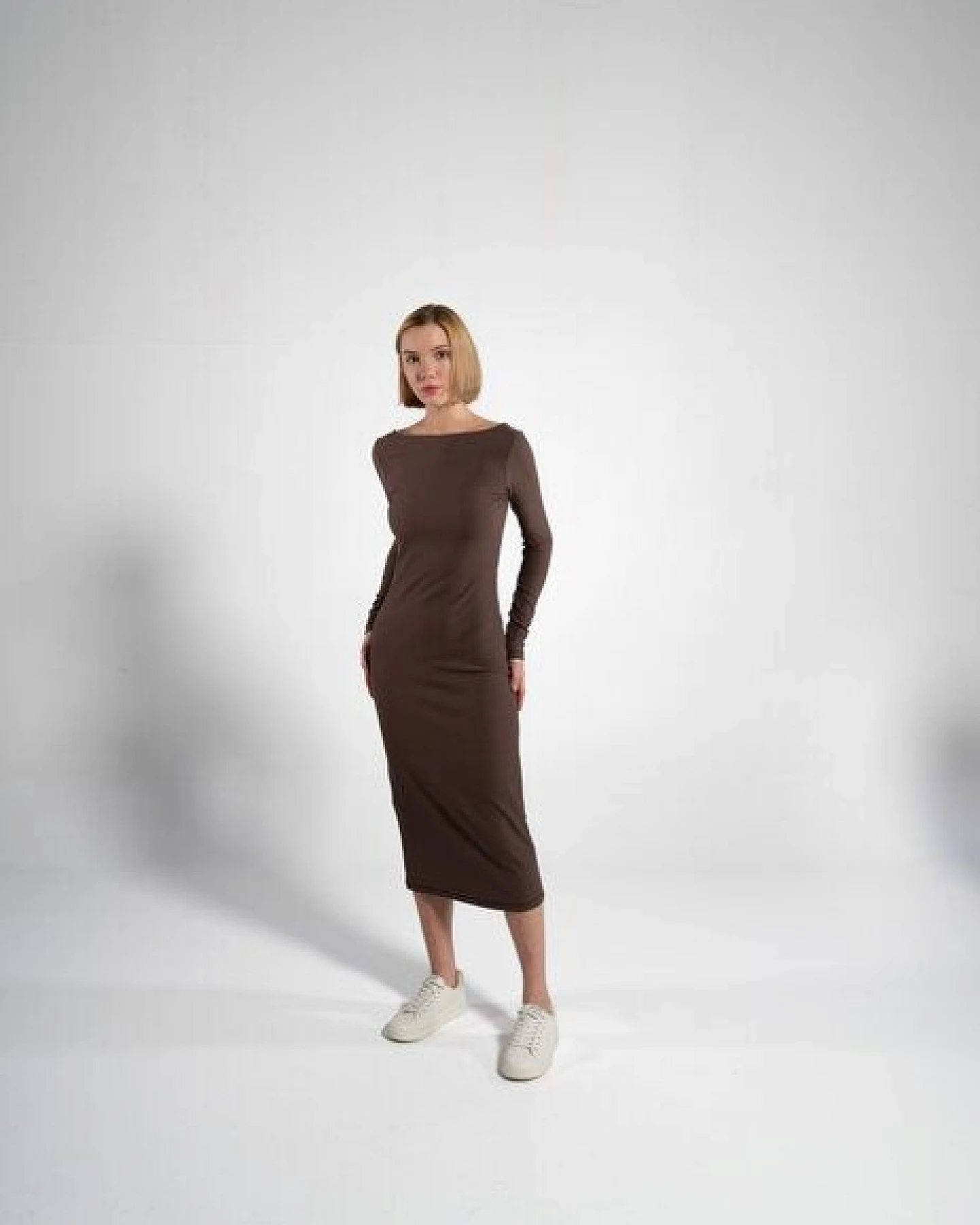 GORG Geripptes Damen-Langarmkleid aus Bio-Baumwolle & TENCEL Modal – Ansicht 4