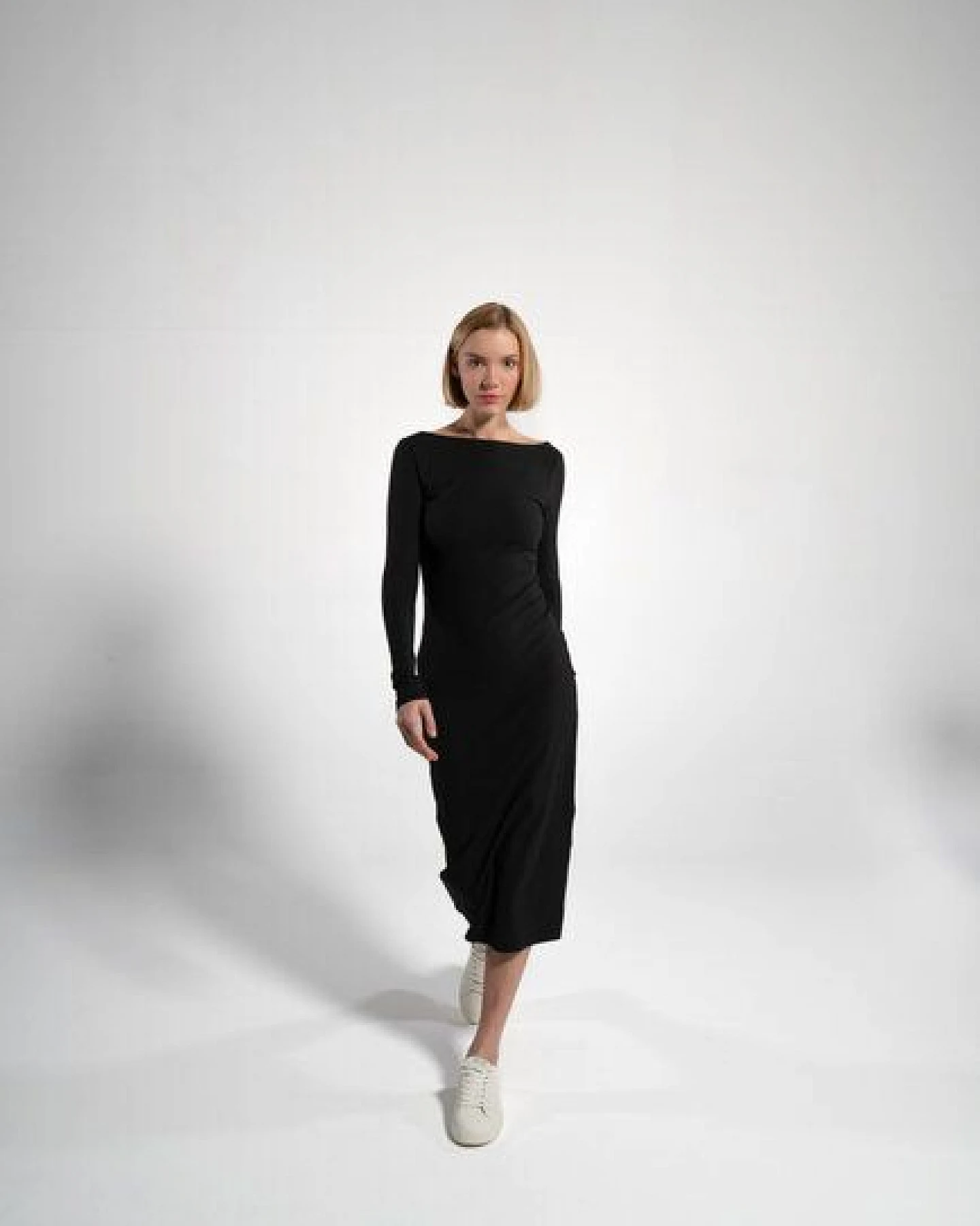 GORG Geripptes Damen-Langarmkleid aus Bio-Baumwolle & TENCEL Modal – Ansicht 4