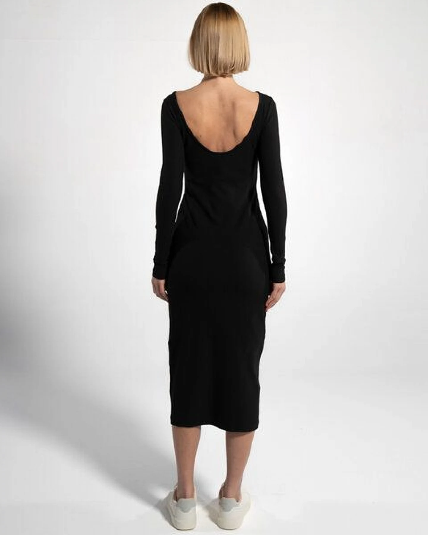 GORG Geripptes Damen-Langarmkleid aus Bio-Baumwolle & TENCEL Modal – Ansicht 3