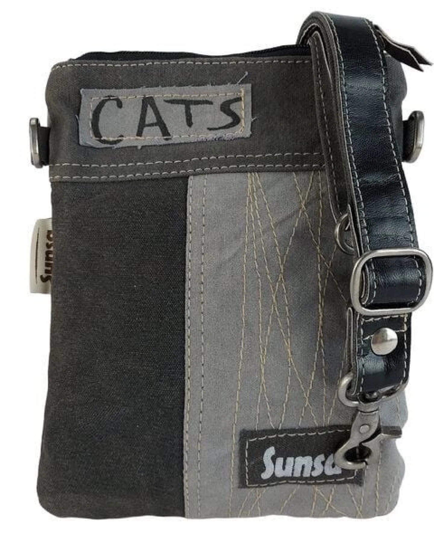 Sunsa kleine Tasche Canvas Umhängetasche Katzenmotive Schultertasche schwarze Crossbody Bag – Ansicht 3