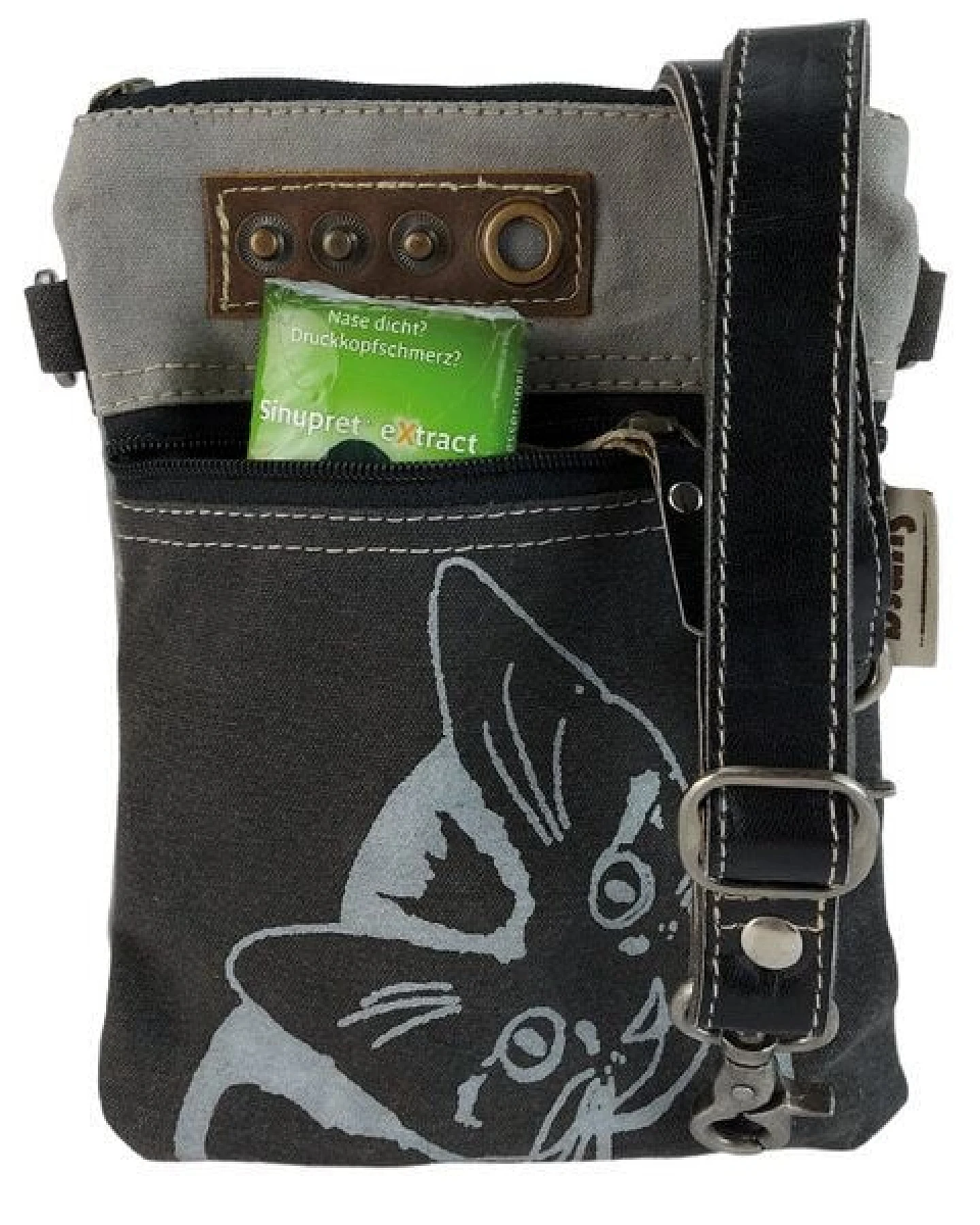 Sunsa kleine Tasche Canvas Umhängetasche Katzenmotive Schultertasche schwarze Crossbody Bag – Ansicht 4