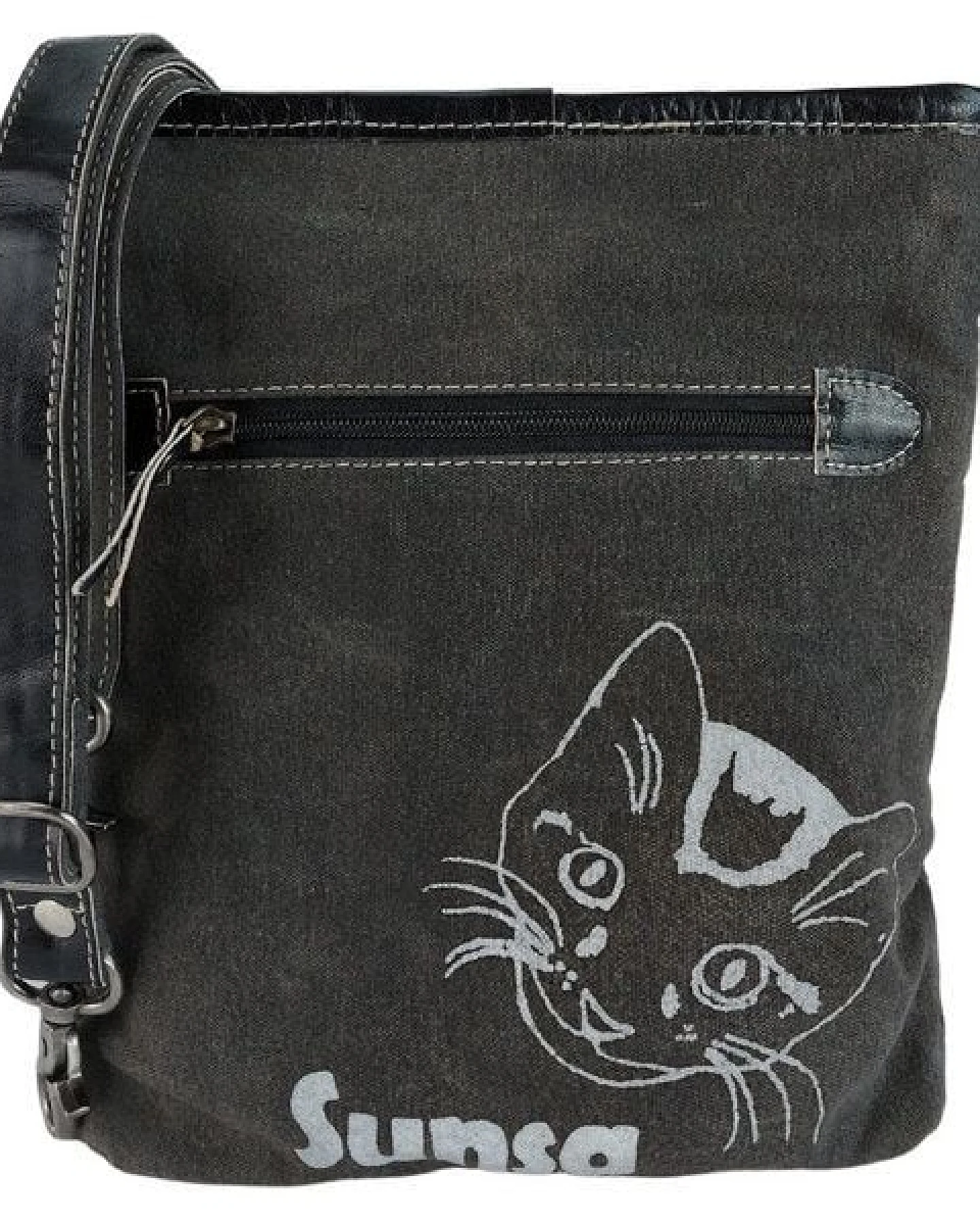 Sunsa Umhängetasche Canvas Tasche Katzenmotive Schultertasche braune Crossbody Bag – Ansicht 3
