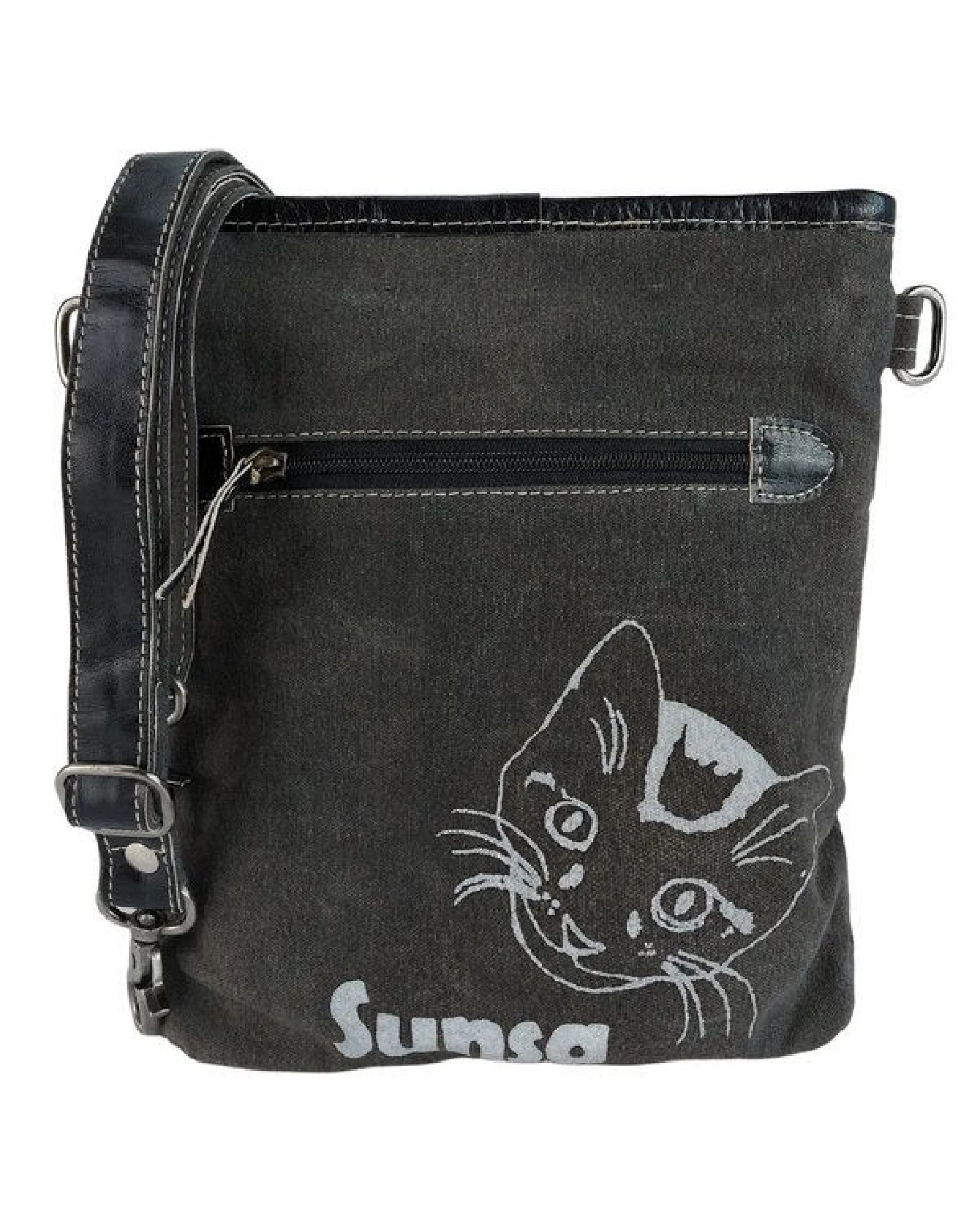 Sunsa Umhängetasche Canvas Tasche Katzenmotive Schultertasche braune Crossbody Bag – Ansicht 3