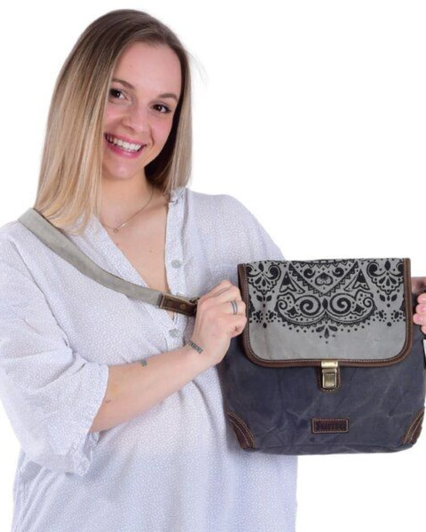 Sunsa Damen Messenger Tasche Canvas Umhängetasche Mandala Motiv Schultertasche – Ansicht 2