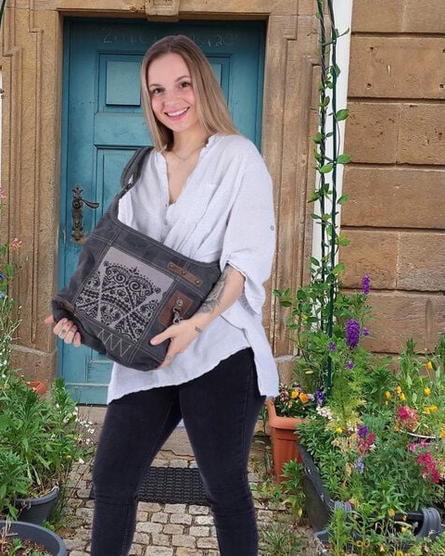 Sunsa Hobo Tasche Canvas Umhängetasche Mandala Motiv Schultertasche – Ansicht 4