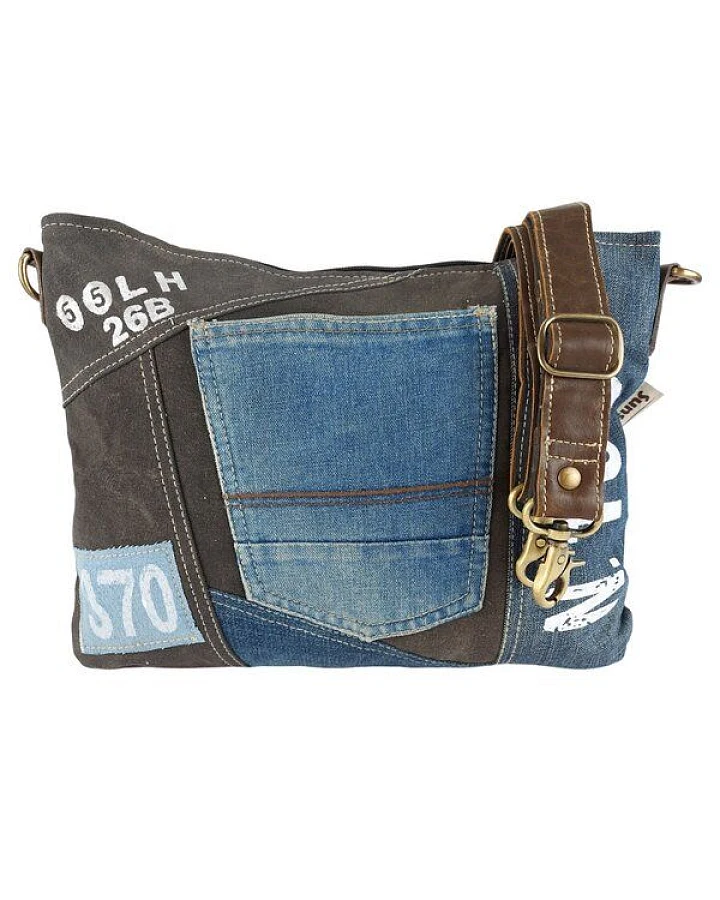 Sunsa recycelte Jeanstasche. Nachhaltige Umhängetasche Canvas Crossbody Bag