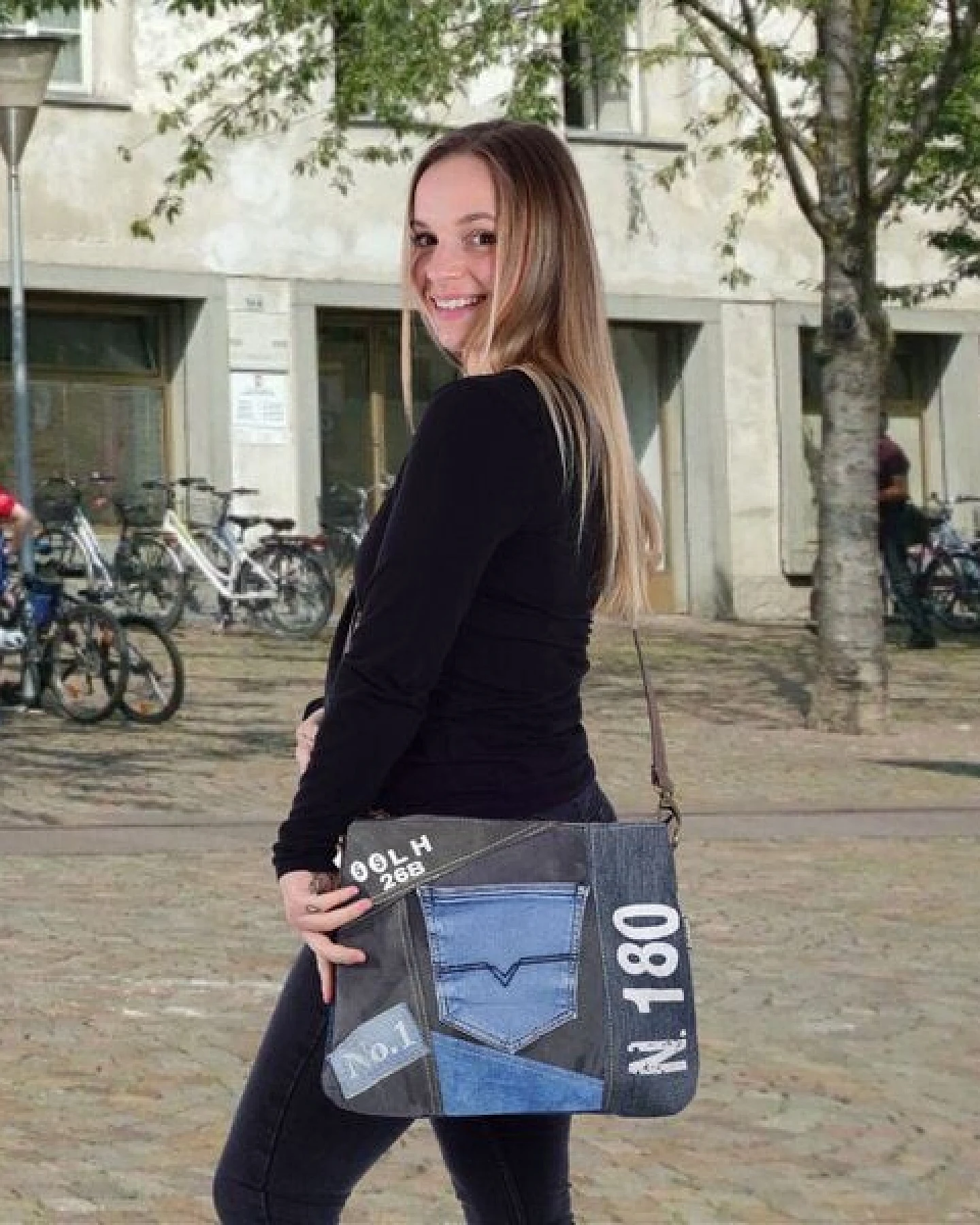 Sunsa recycelte Jeanstasche. Nachhaltige Umhängetasche Canvas Crossbody Bag – Ansicht 2