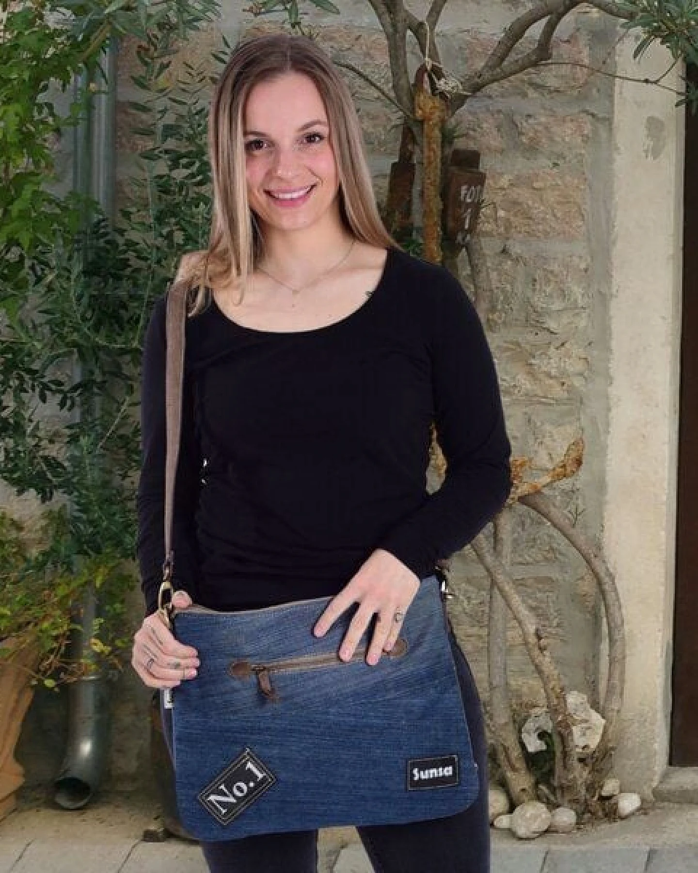 Sunsa recycelte Jeanstasche. Nachhaltige Umhängetasche Canvas Crossbody Bag – Ansicht 4