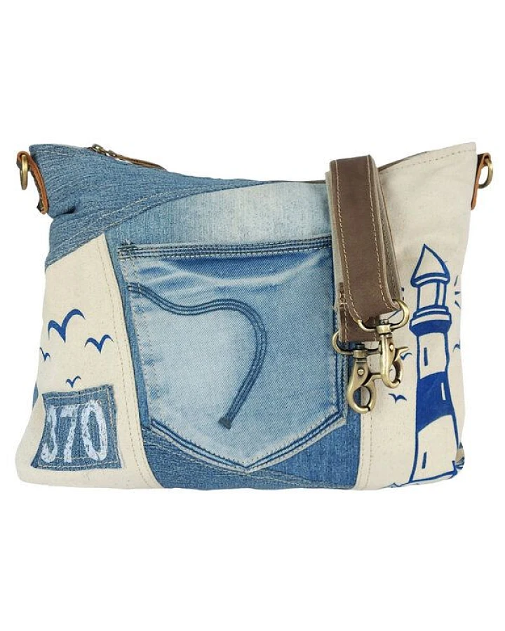 Sunsa recycelte Jeanstasche. Nachhaltige Umhängetasche Canvas Crossbody Bag