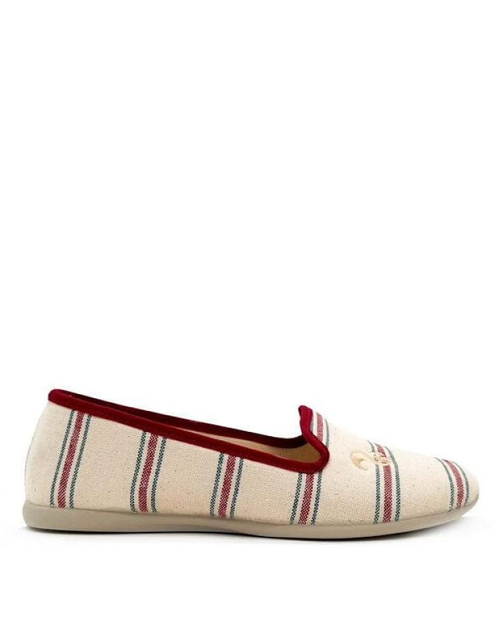 Veganer "thies 1856 ® Eco Stripe Closed Slipper" aus rec. Baumwolle