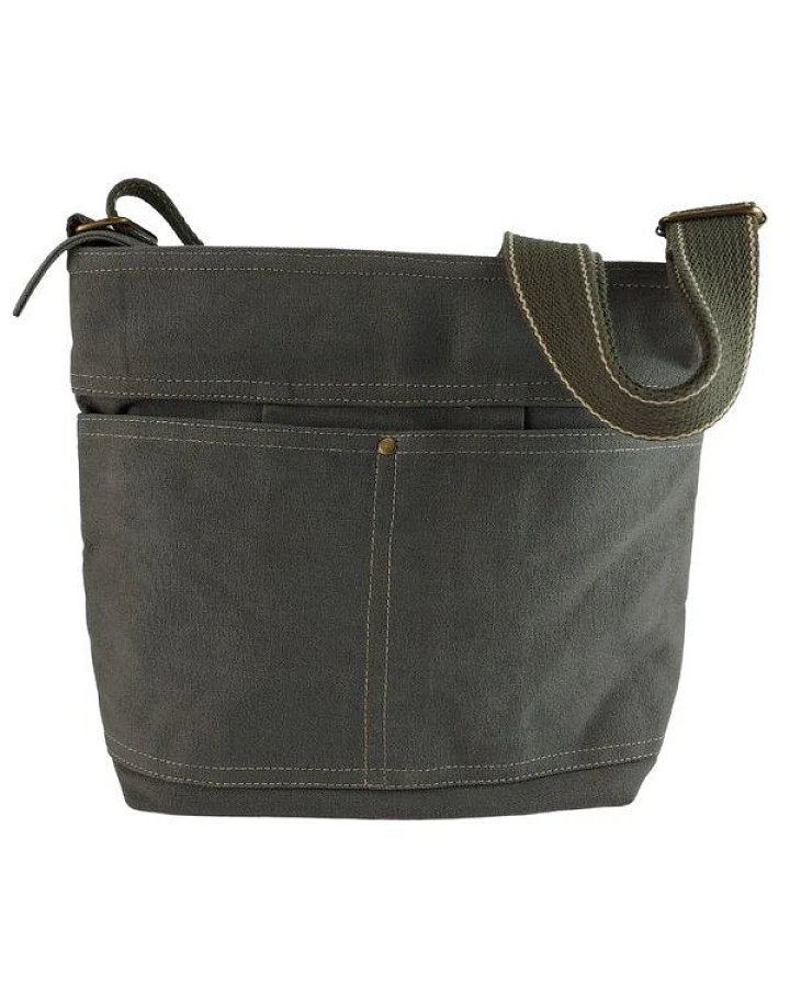 Domelo gewachste Canvas Umhängetasche. Damen wasserabweisende khakigrüne Hobo Tasche