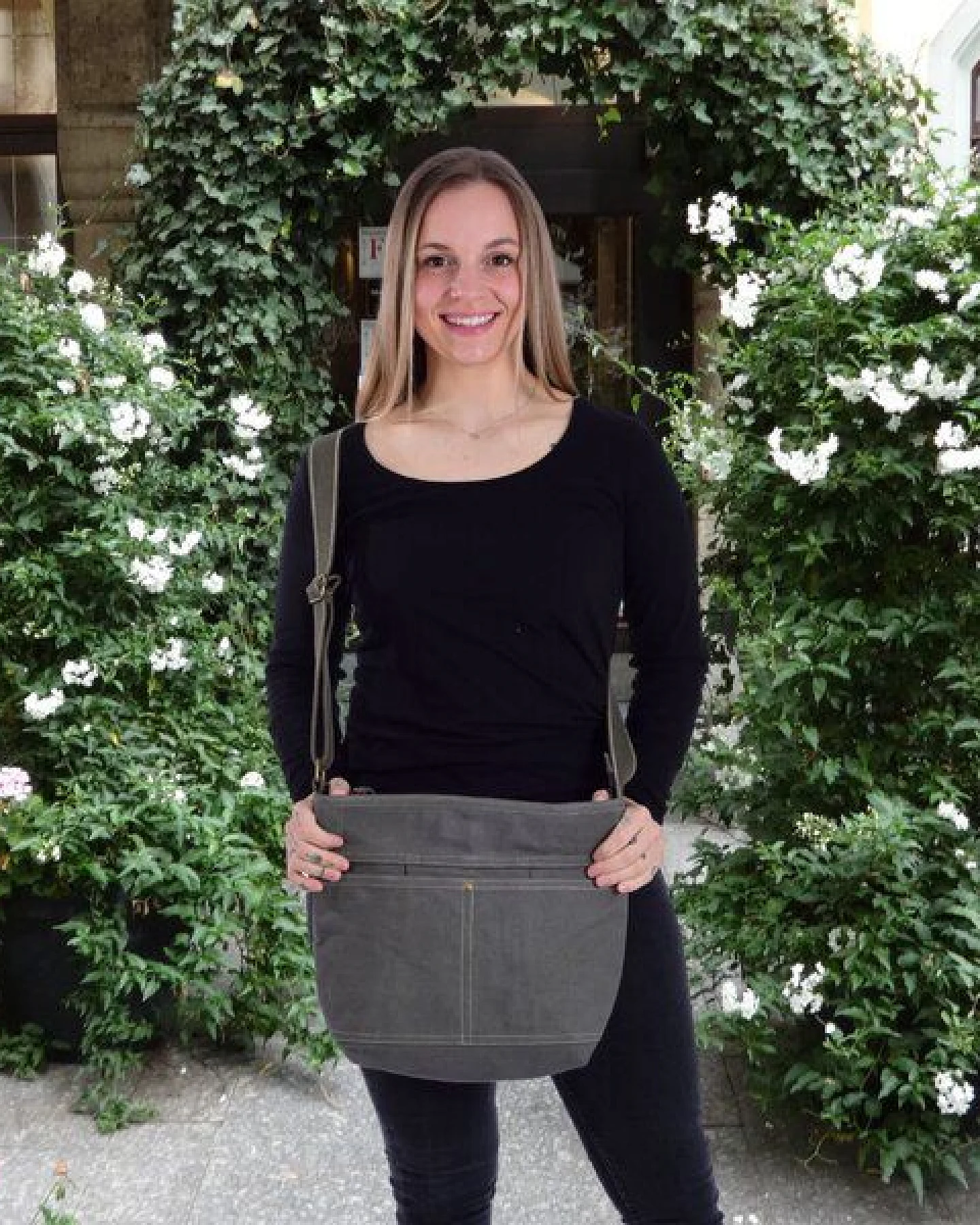 Domelo gewachste Canvas Umhängetasche. Damen wasserabweisende khakigrüne Hobo Tasche – Ansicht 2