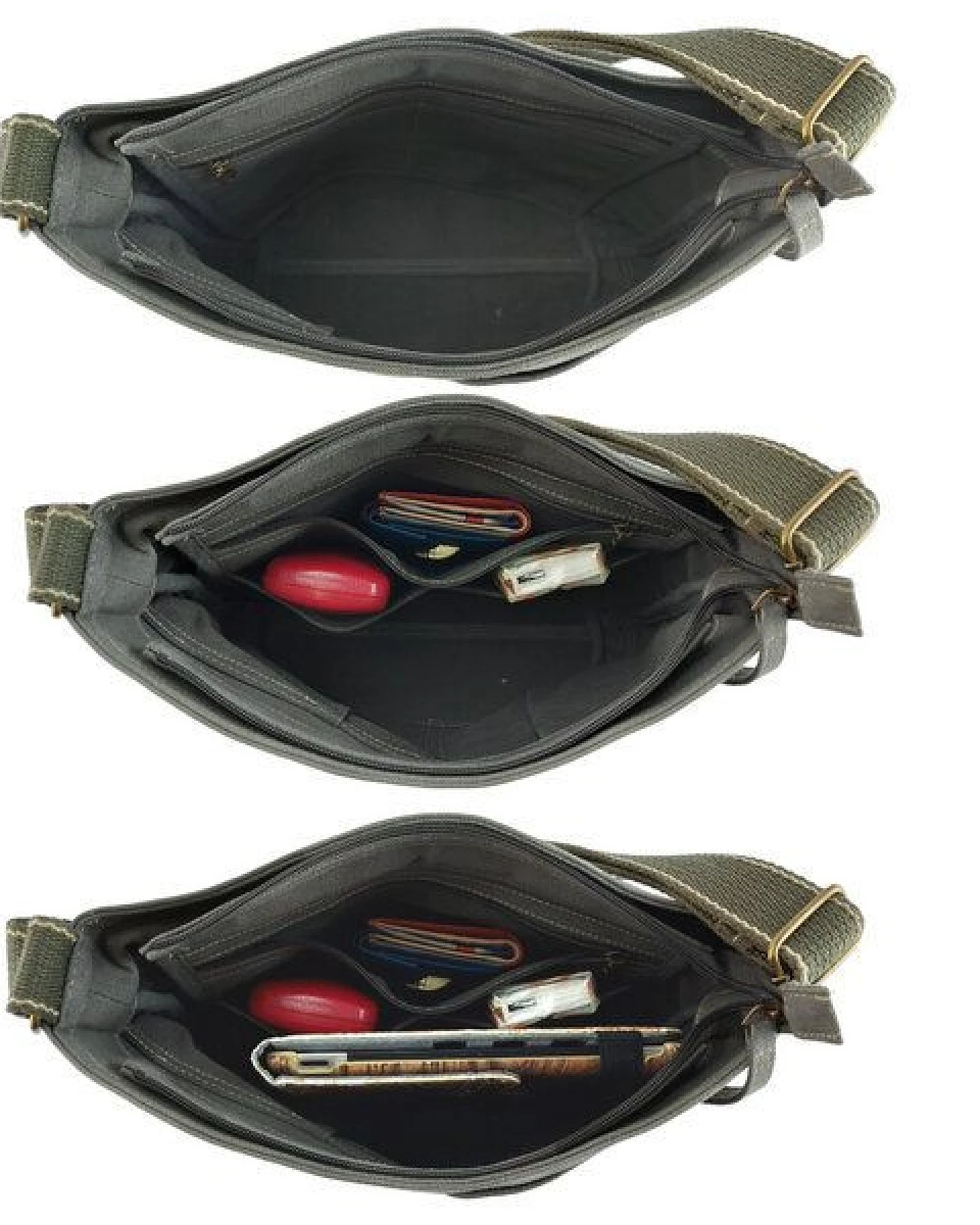 Domelo gewachste Canvas Umhängetasche. Damen wasserabweisende khakigrüne Hobo Tasche – Ansicht 3
