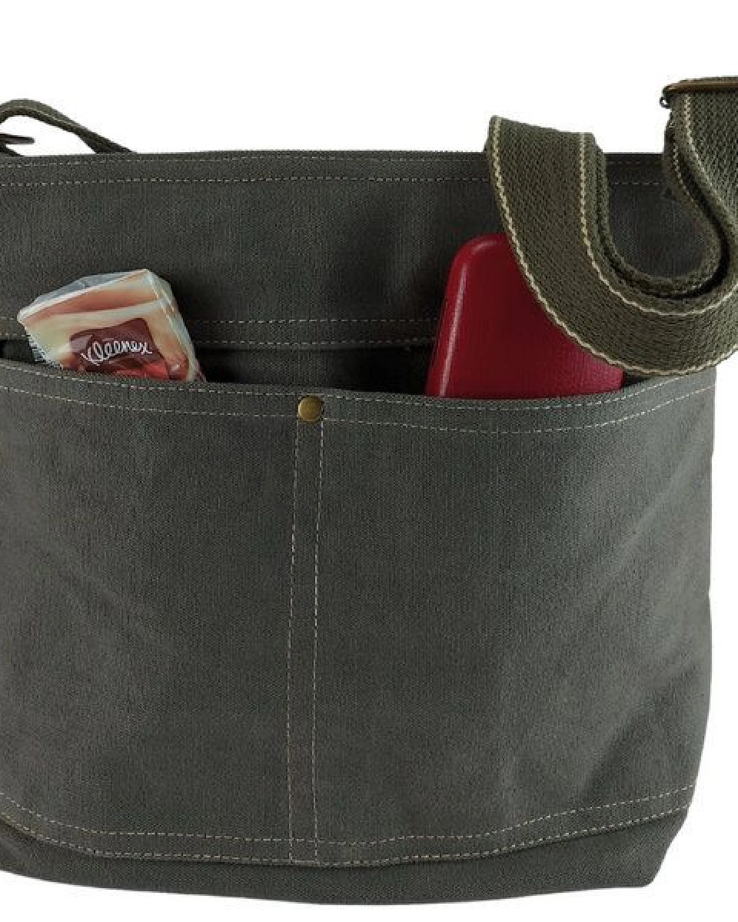 Domelo gewachste Canvas Umhängetasche. Damen wasserabweisende khakigrüne Hobo Tasche – Ansicht 4