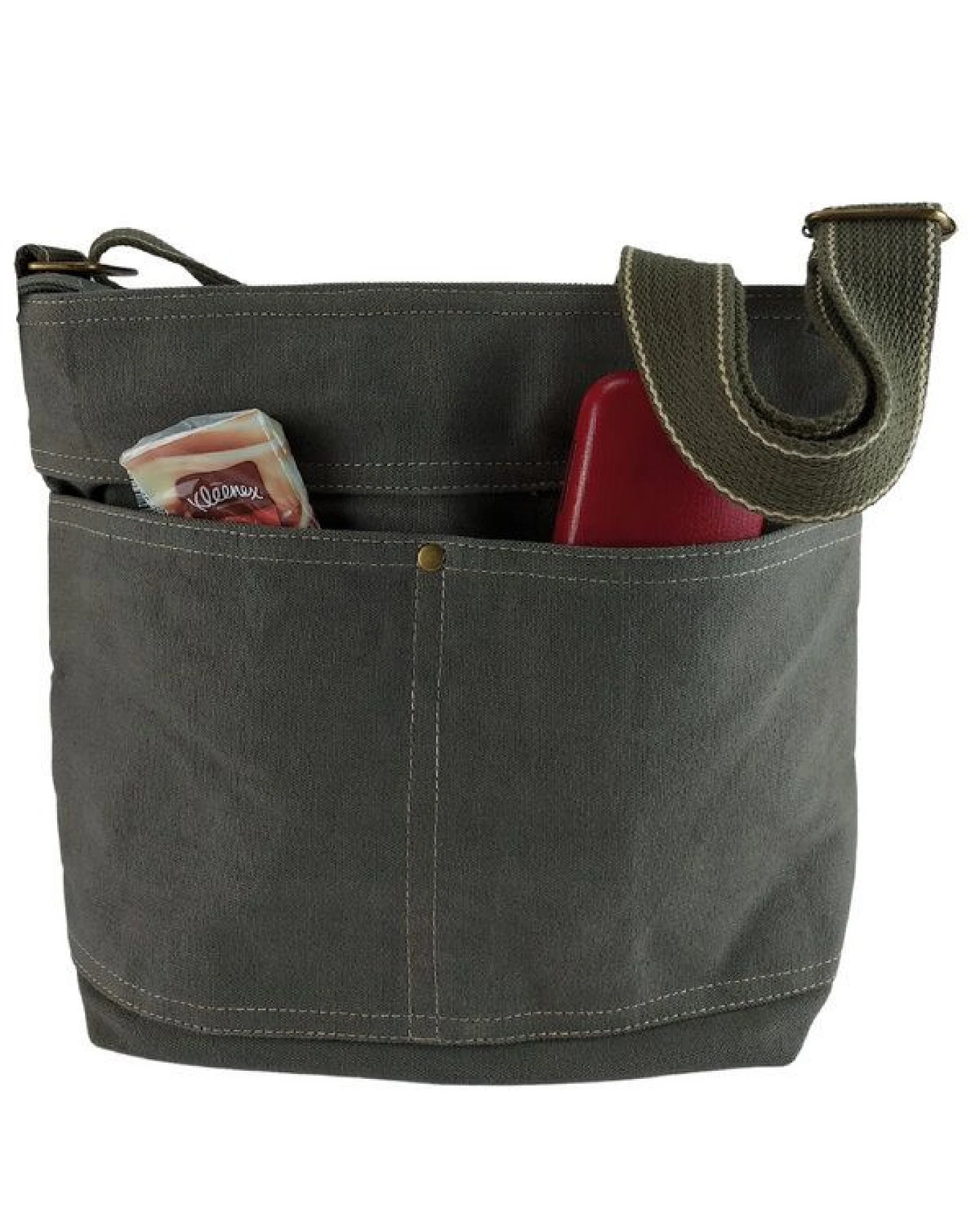Domelo gewachste Canvas Umhängetasche. Damen wasserabweisende khakigrüne Hobo Tasche – Ansicht 4