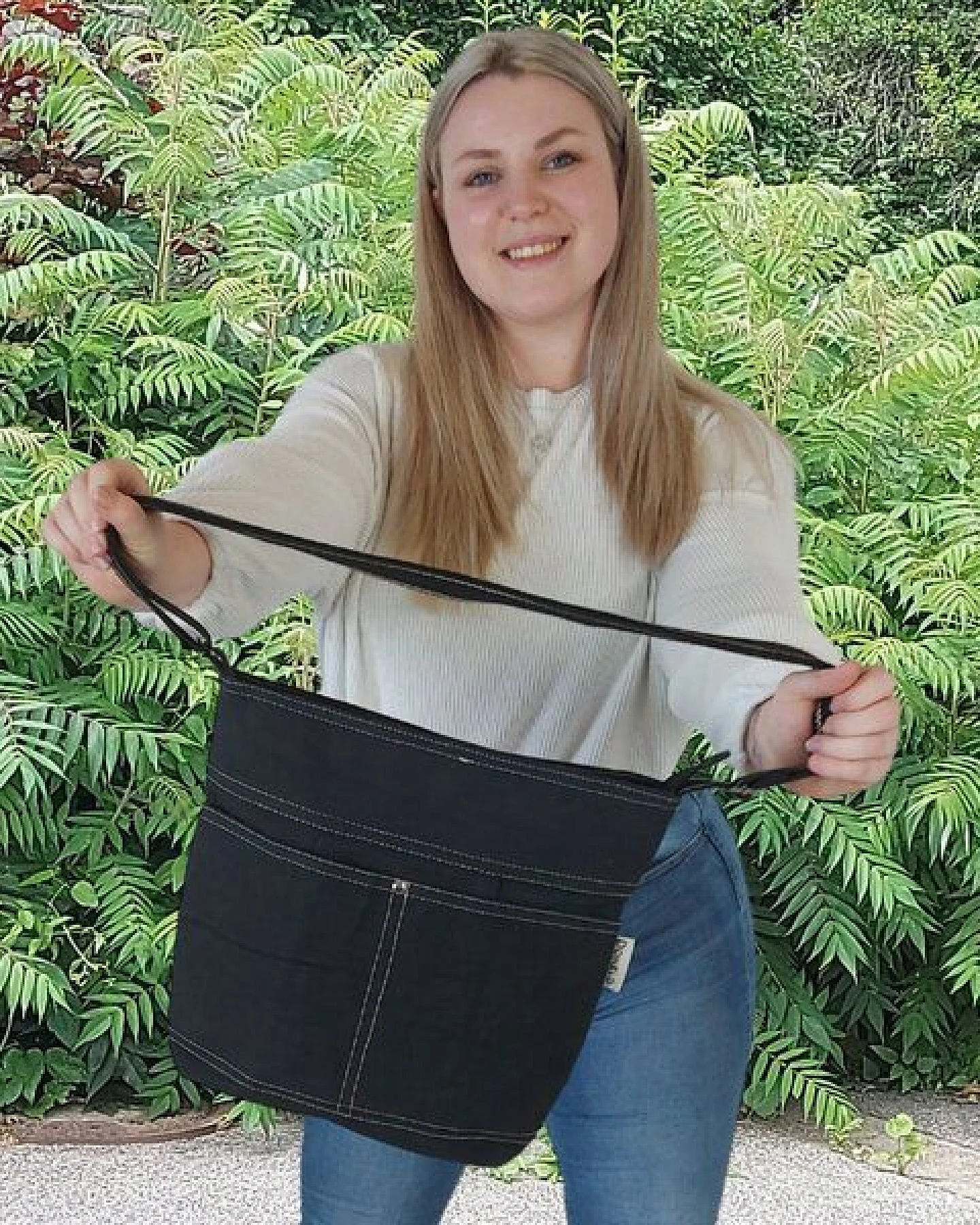Domelo gewachste Canvas Umhängetasche. Damen wasserabweisende schwarze Hobo Tasche – Ansicht 2