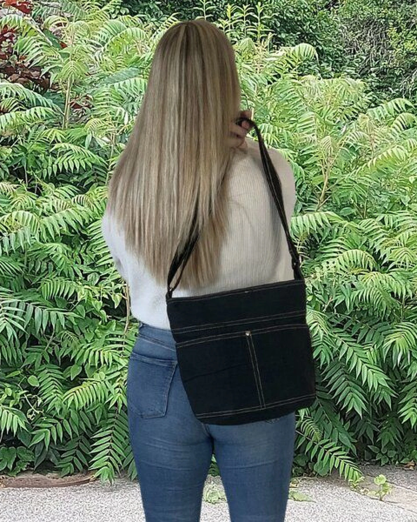 Domelo gewachste Canvas Umhängetasche. Damen wasserabweisende schwarze Hobo Tasche – Ansicht 3