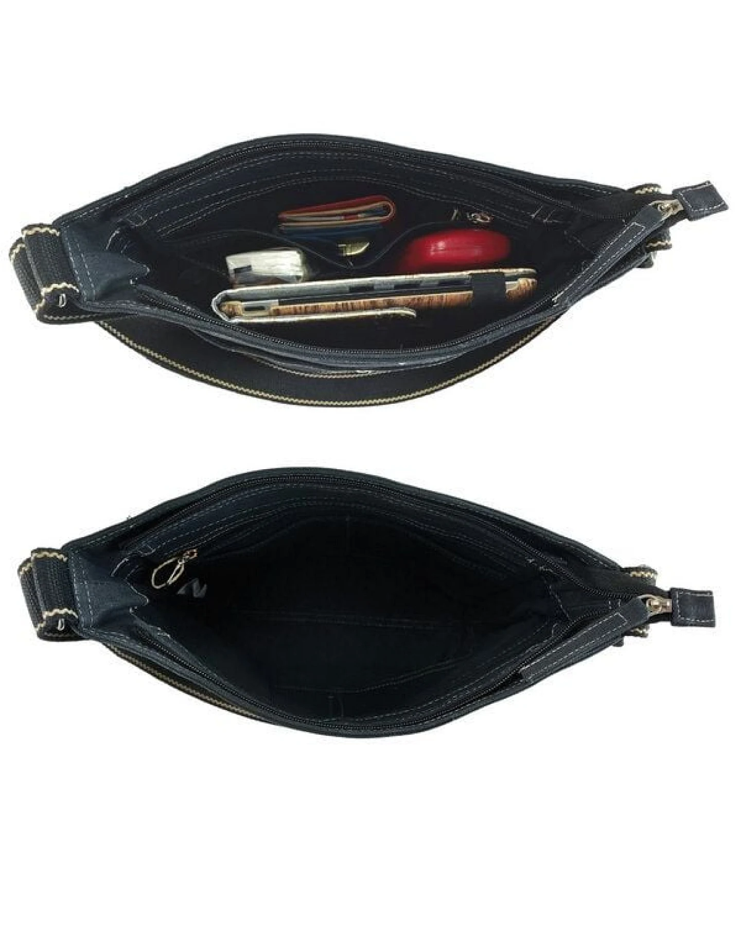 Domelo gewachste Canvas Umhängetasche. Damen wasserabweisende schwarze Hobo Tasche – Ansicht 4