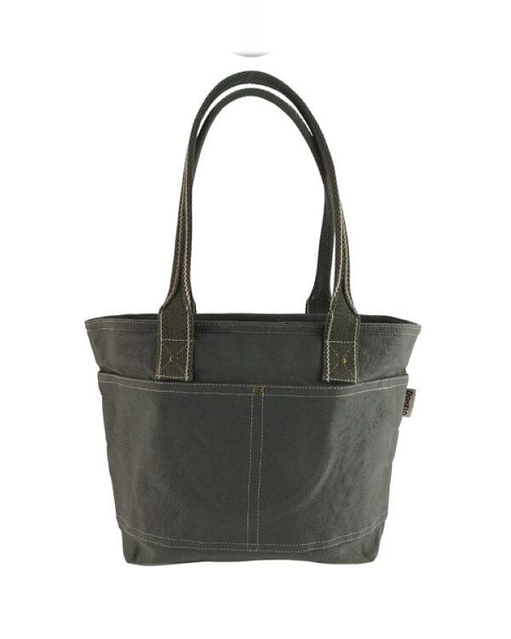 Domelo Damen Shopper. Dunkelblaue wasserabweisende Handtasche, gewachste Canvas Schultertasche