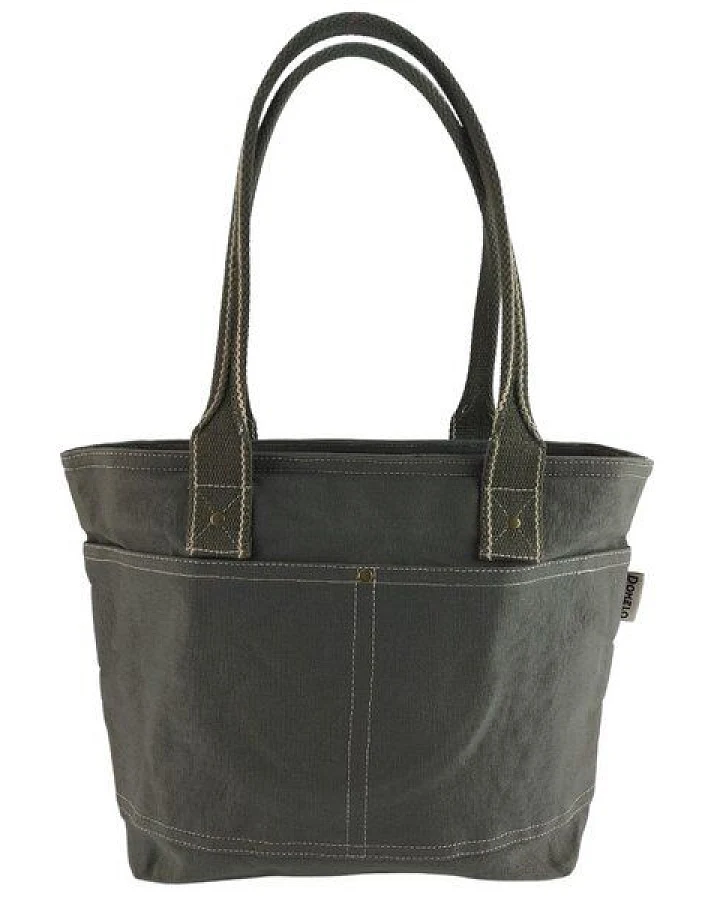 Domelo Damen Shopper. Dunkelblaue wasserabweisende Handtasche, gewachste Canvas Schultertasche