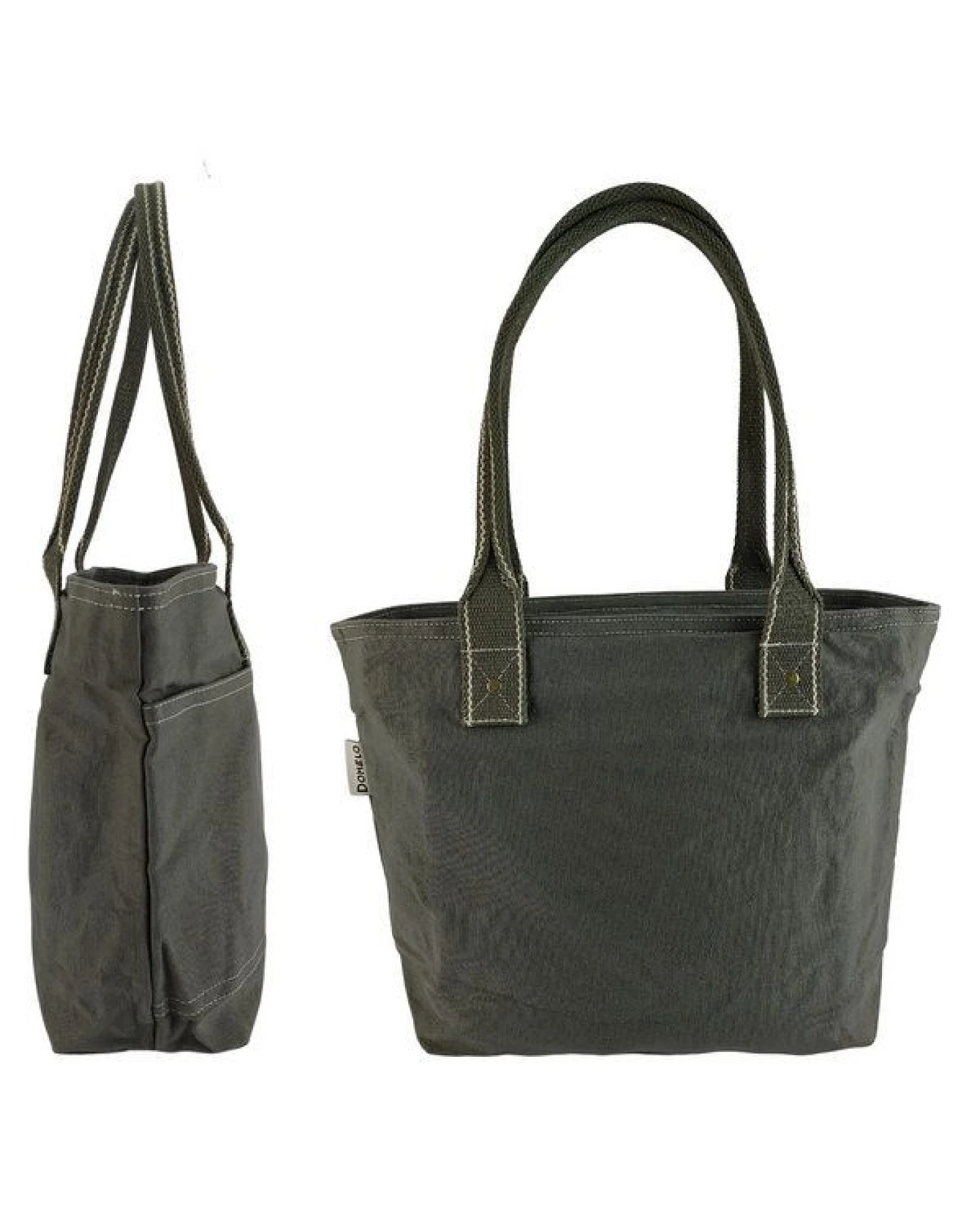 Domelo Damen Shopper. Dunkelblaue wasserabweisende Handtasche, gewachste Canvas Schultertasche – Ansicht 4