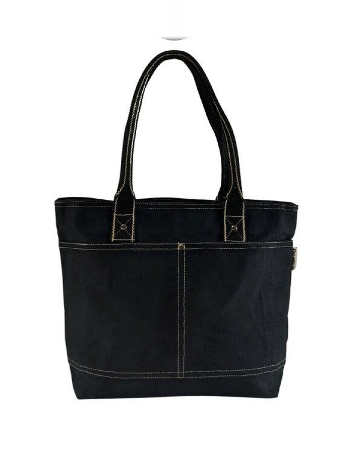 Domelo Damen Shopper. Dunkelblaue wasserabweisende Handtasche, gewachste Canvas Schultertasche