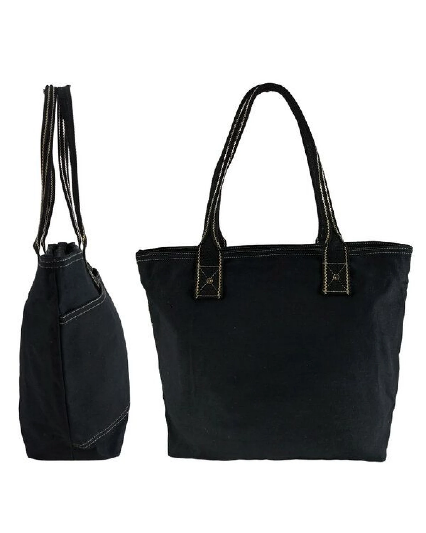 Domelo Damen Shopper. Dunkelblaue wasserabweisende Handtasche, gewachste Canvas Schultertasche – Ansicht 4