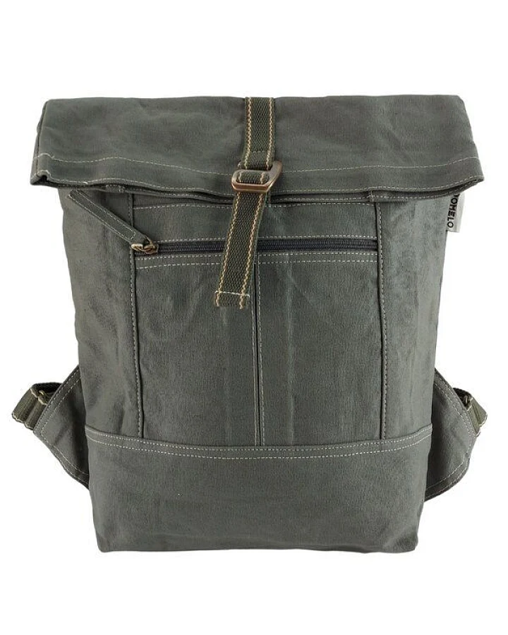 Domelo Rucksack. Dunkelblaue wasserabweisende Unisex Backpack, gewachste Canvas Ranzen