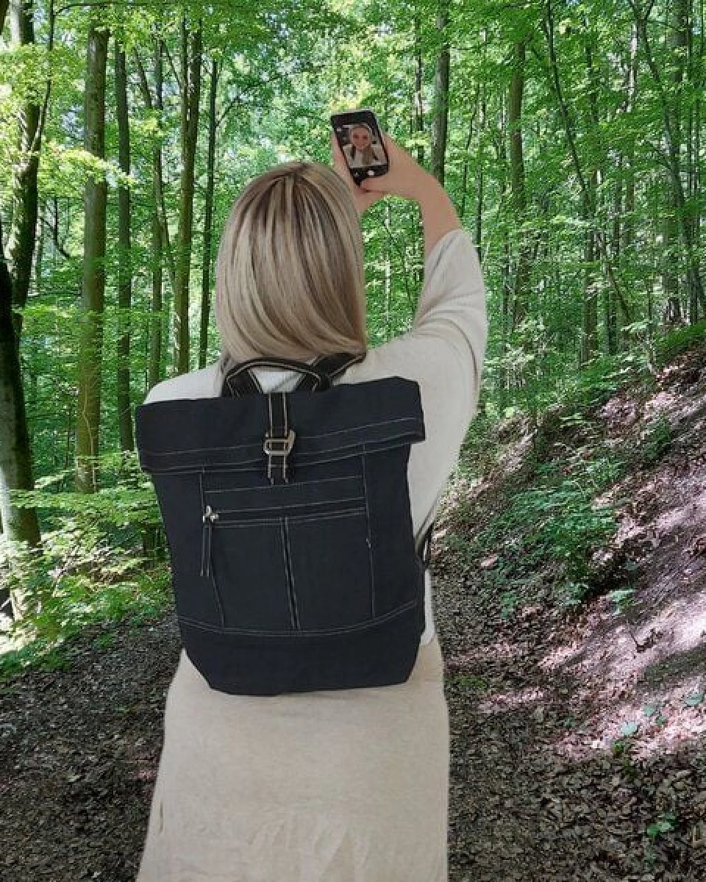 Domelo Rucksack. Dunkelblaue wasserabweisende Unisex Backpack, gewachste Canvas Ranzen – Ansicht 2