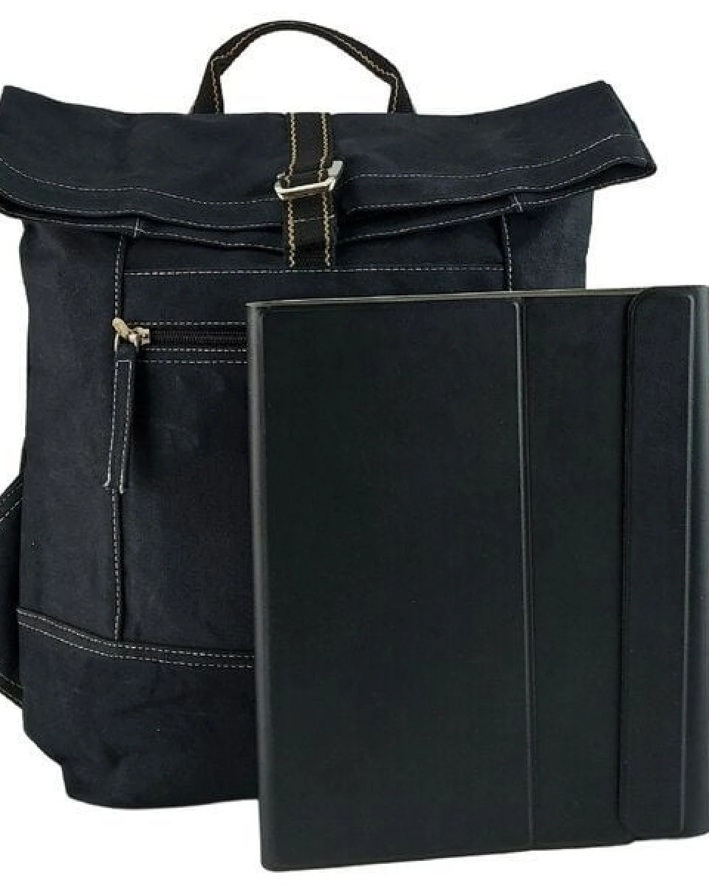 Domelo Rucksack. Dunkelblaue wasserabweisende Unisex Backpack, gewachste Canvas Ranzen – Ansicht 3