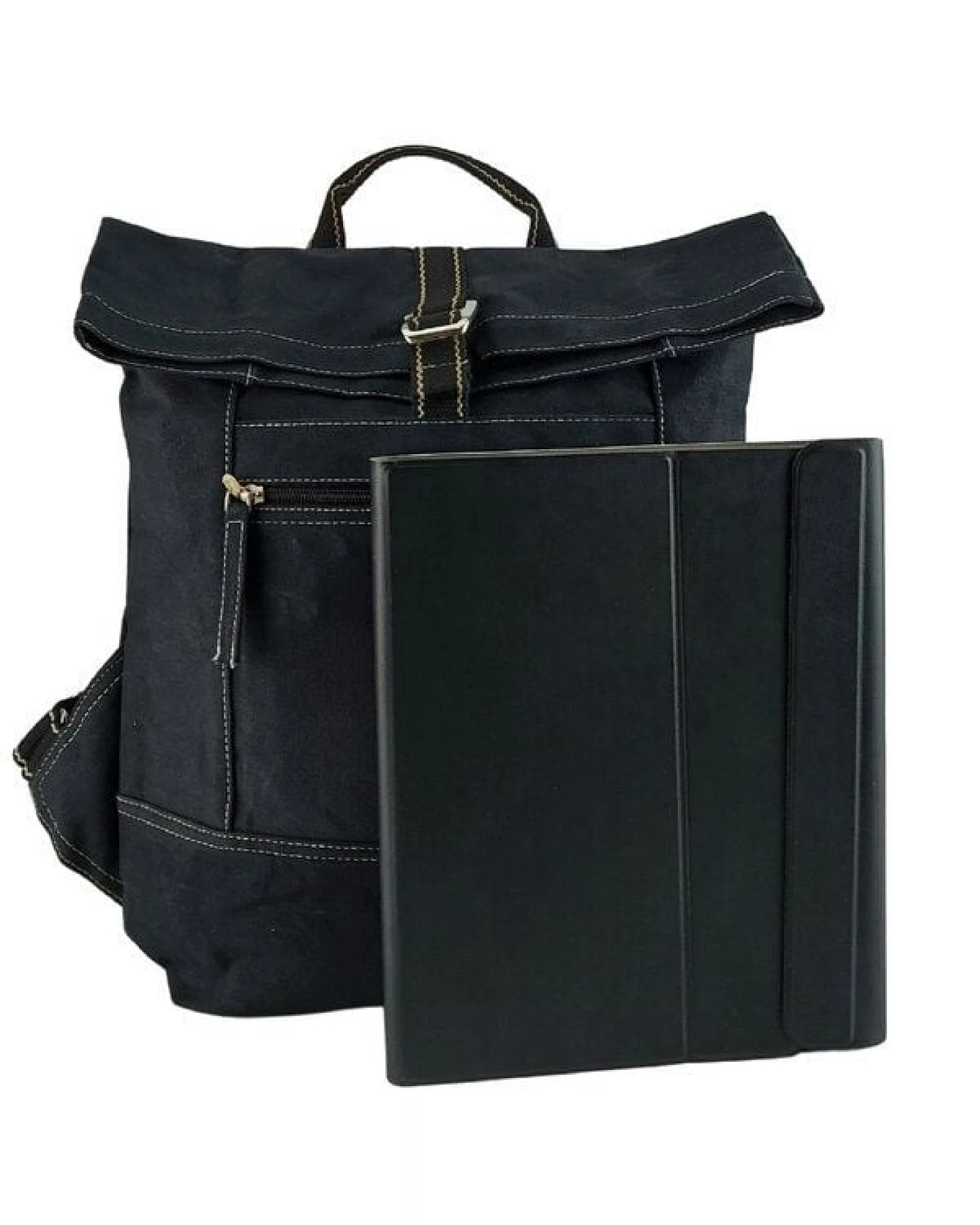 Domelo Rucksack. Dunkelblaue wasserabweisende Unisex Backpack, gewachste Canvas Ranzen – Ansicht 3