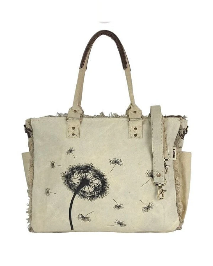 Sunsa Vintage Tasche XXL Handtasche Beige Shopper Canvas Weekender Bag Badetasche