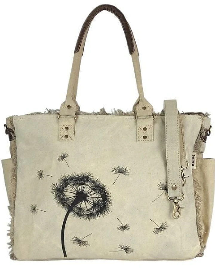 Sunsa Vintage Tasche XXL Handtasche Beige Shopper Canvas Weekender Bag Badetasche