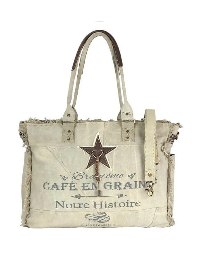 Sunsa Vintage Tasche. XXL Handtasche Canvas Weekender große Sporttasche/ Badetasche. Beige Shopper