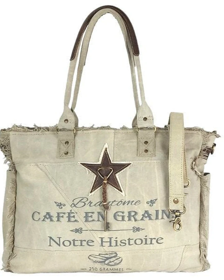 Sunsa Vintage Tasche. XXL Handtasche Canvas Weekender große Sporttasche/ Badetasche. Beige Shopper
