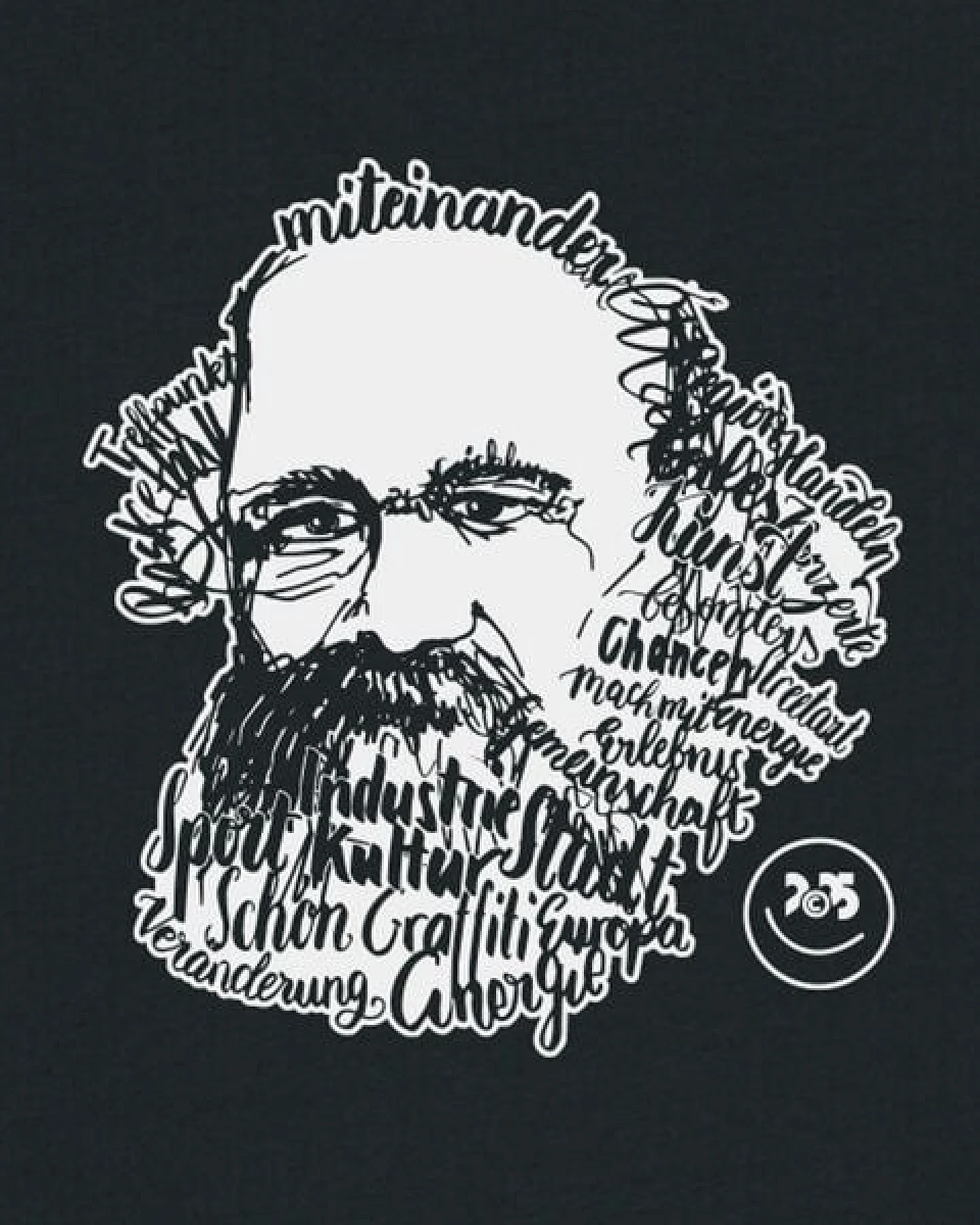 Spangeltangel T-Shirt, Karl-Marx-Motiv bedruckt, Handlettering, Chemnitz, nachhaltig, Stadt, Herren, Damen, Unisex, Biobaumwolle – Ansicht 3