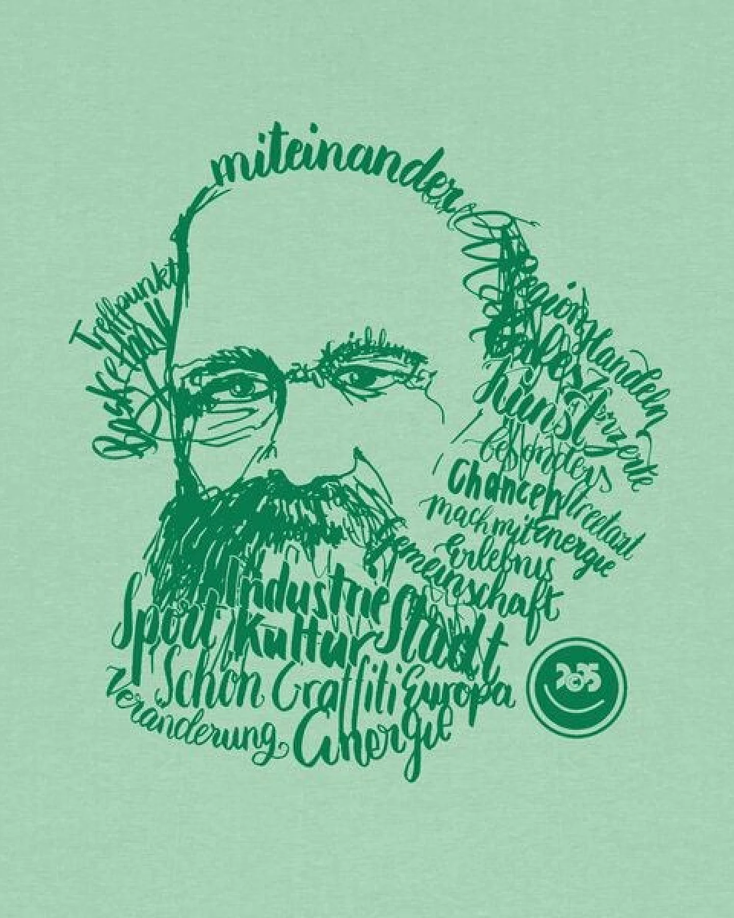 Spangeltangel T-Shirt, Karl-Marx-Motiv bedruckt, Handlettering, Chemnitz, nachhaltig, Stadt, Herren, Damen, Unisex, Biobaumwolle – Ansicht 3